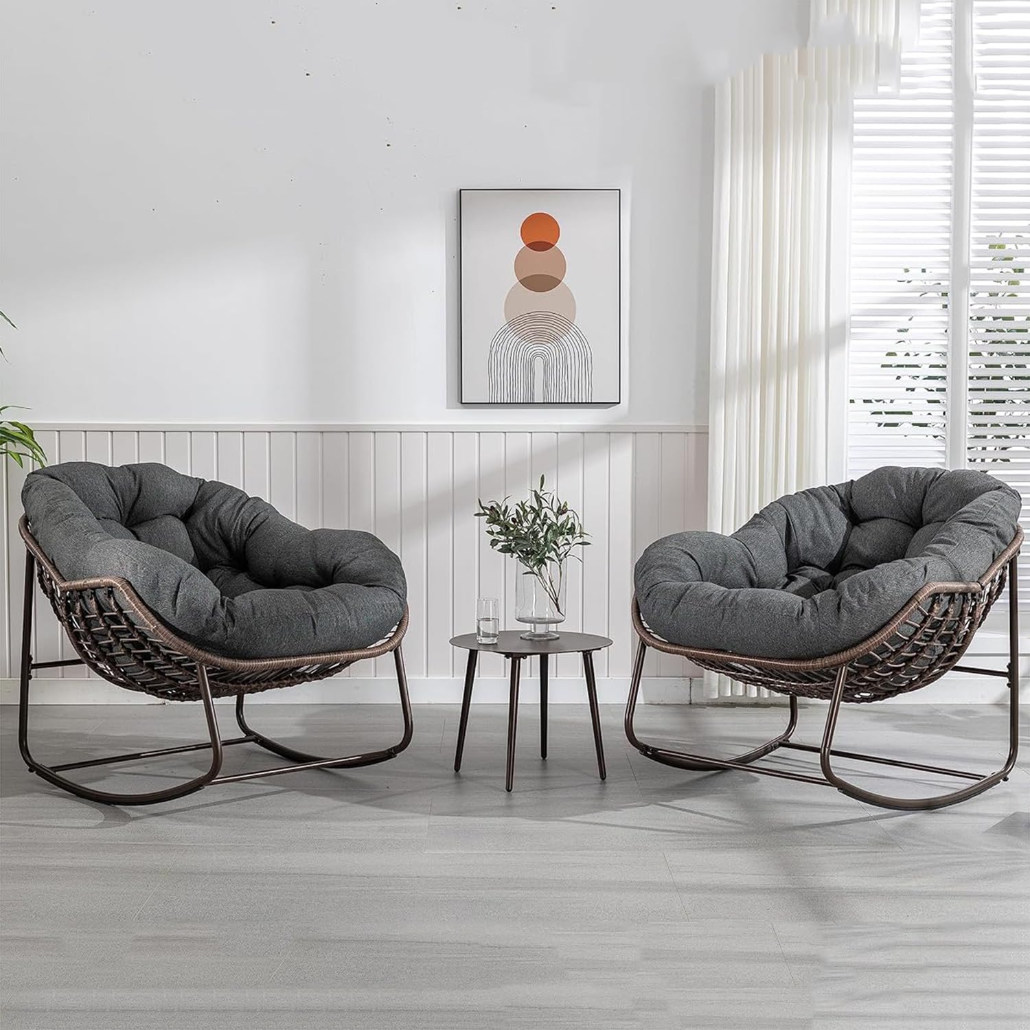 Silla Mecedora con Cojín Sillon de Relax con Soporte de Hierro para Habitación o Salón 150 kg,01
