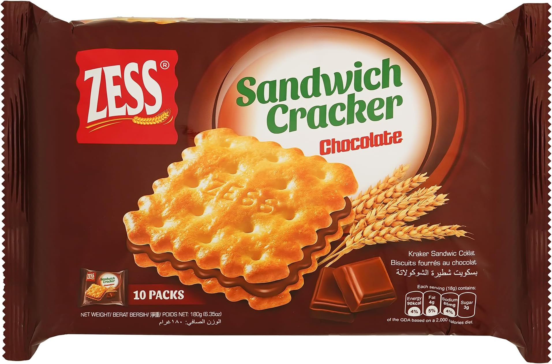 Zess Chocolate Sandwich Cracker, 180 g
