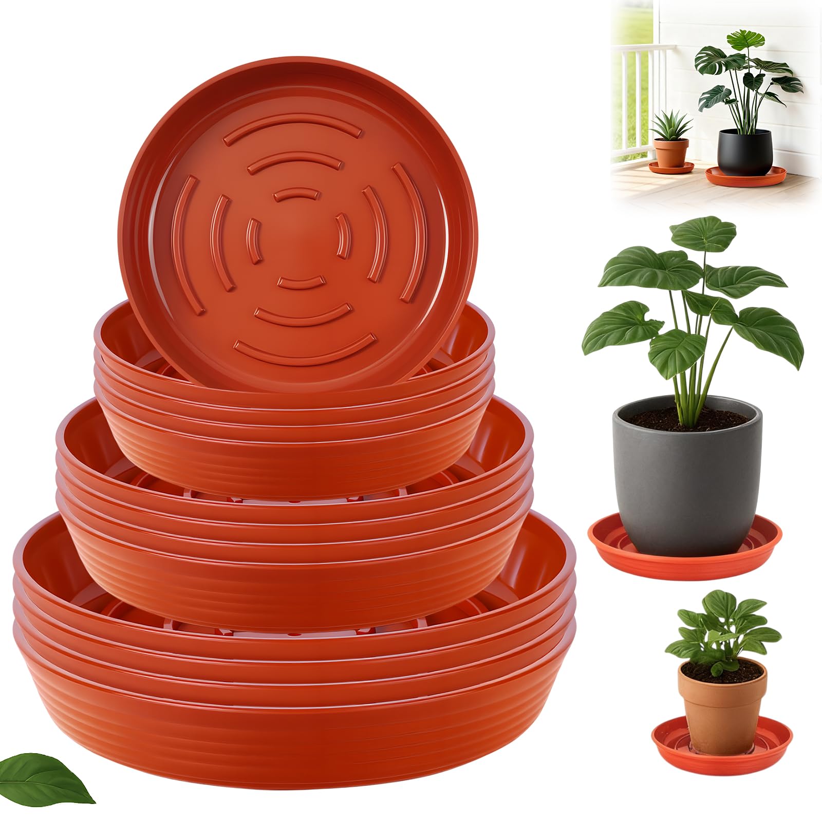 Soucoupes en plastique pour pot de fleurs Lot de 15 soucoupes de drainage 3 tailles 8 25 30.5 cm