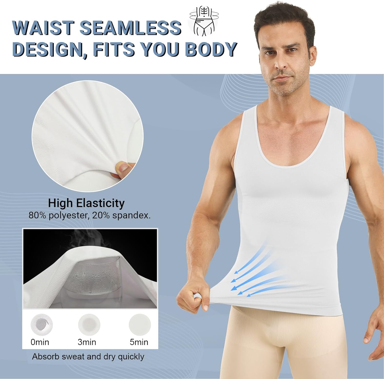 MEETWEE 1/3/5 PC Men's Compression Shirt Sport Body Shaper Slimming Undershirt Tummy Tank Top Workout Gym Shapewear - Image 2