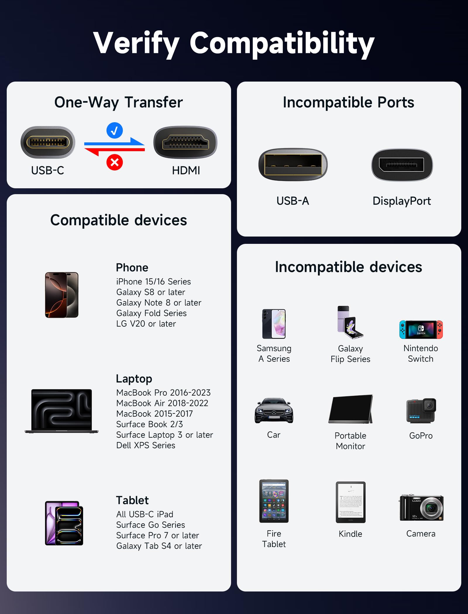 JSAUX Cavo USB C a HDMI 4K 60 Hz 5M, USB Tipo C a HDMI compatibile con 4K 30 Hz UHD, per Thunderbolt 3, iPhone 17 16 Pro 15, MacBook Pro Air 2018, iPad Pro, Galaxy S25 S24 S10 S9, Surface Book Grigio
