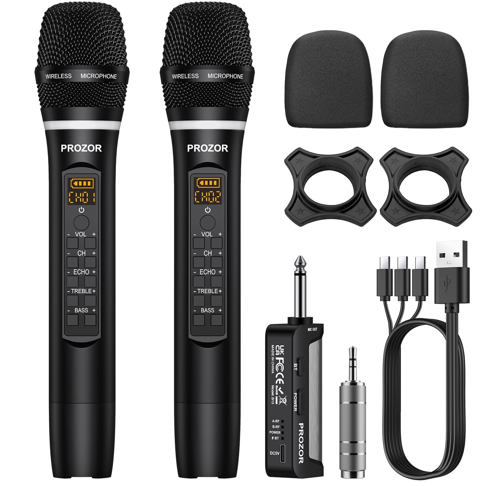 プロ仕様UHFワイヤレスマイクシステム Wireless Microphone Amazon.com: PROZOR UHF Wireless Microphone with Volume Treble Bass