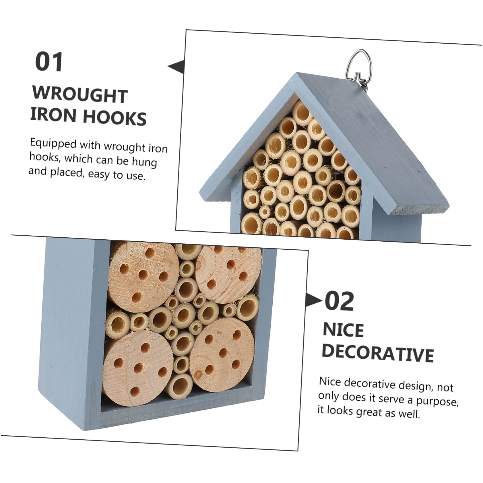 TOYANDONA Insektenhaus Für Garten Outdoor Bienenhaus Mit Haken Zum Aufhängen Dekoratives Nisthaus Für Bienen Marienkäfer Überwinterung