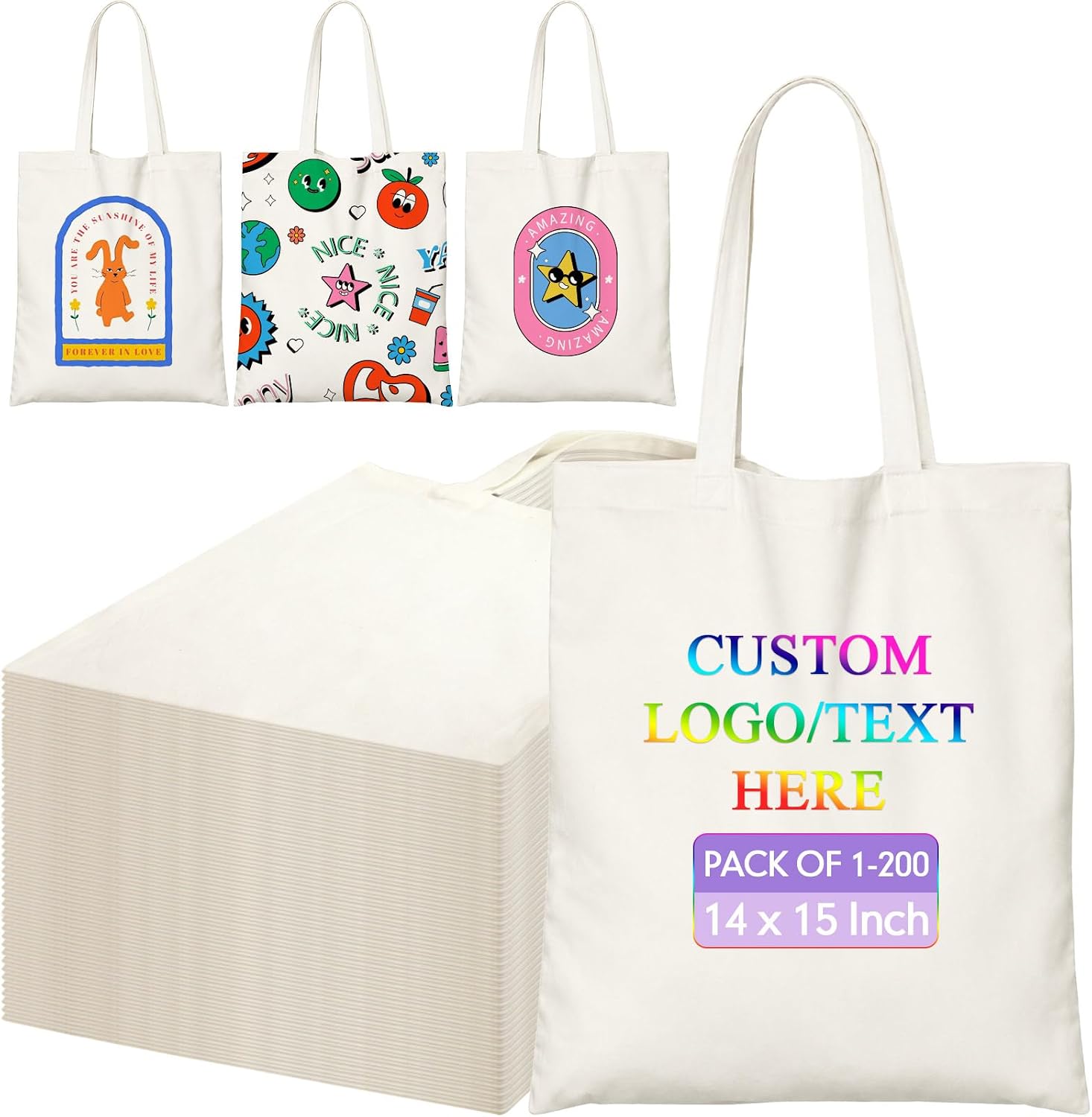 Canvas Tote Bag Bulk 14 x 15 Inches