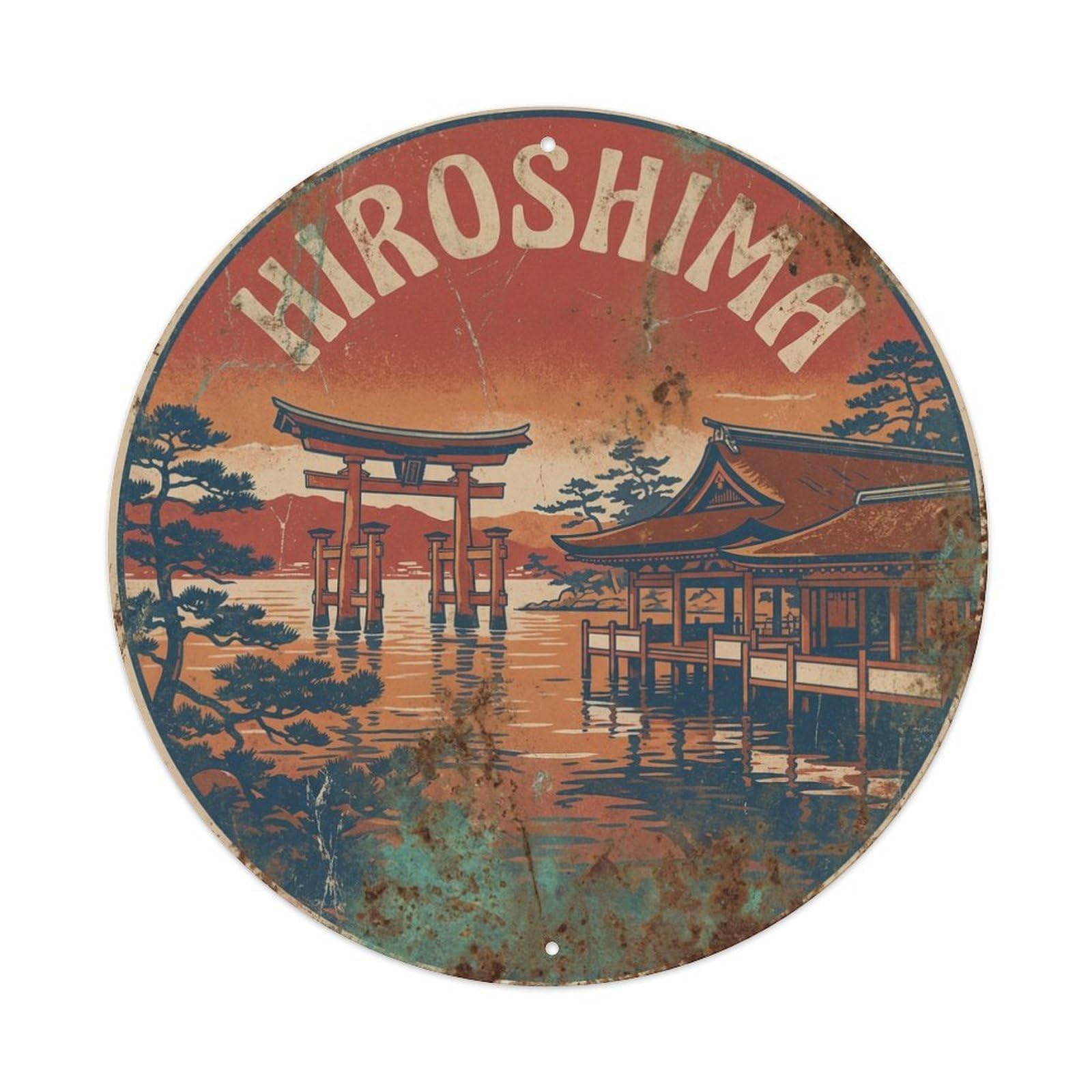 Travel Vintage Japan Hiroshima Metal Tin Sign