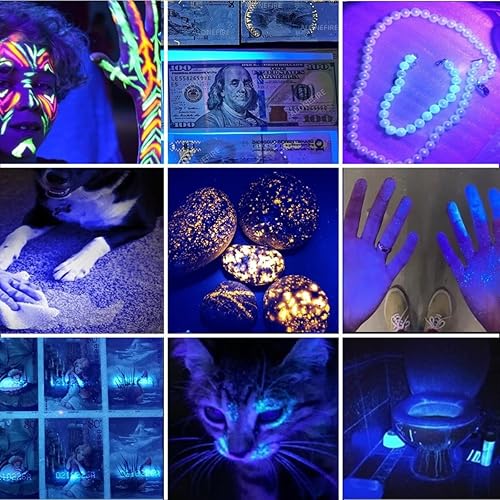 Miniatura 5 de ALONEFIRE SV87 395nm Linterna UV Zoom 5W Tipo C USB recargable luz negra detector de dinero para curado de resina, detección de orina de mascotas,