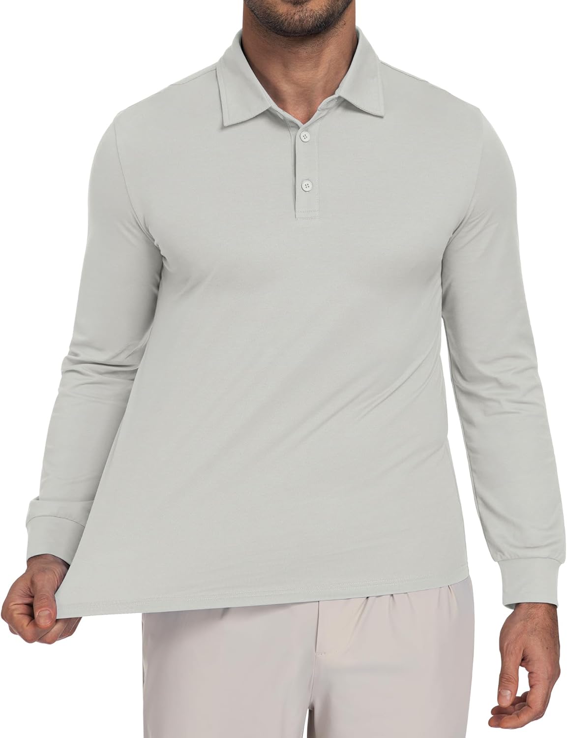 Mens Long Sleeve Polo Shirts Lightweight Quick Dry Golf Shirts Sun Protection Casual Collard Shirt Button Polo Tee - Image 3