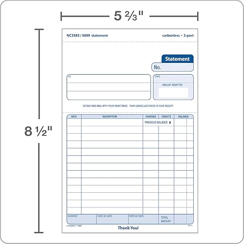 Miniatura 4 de Adams Formularios de declaración, 2 partes sin carbono, 100 unidades individuales por paquete (NC2583)