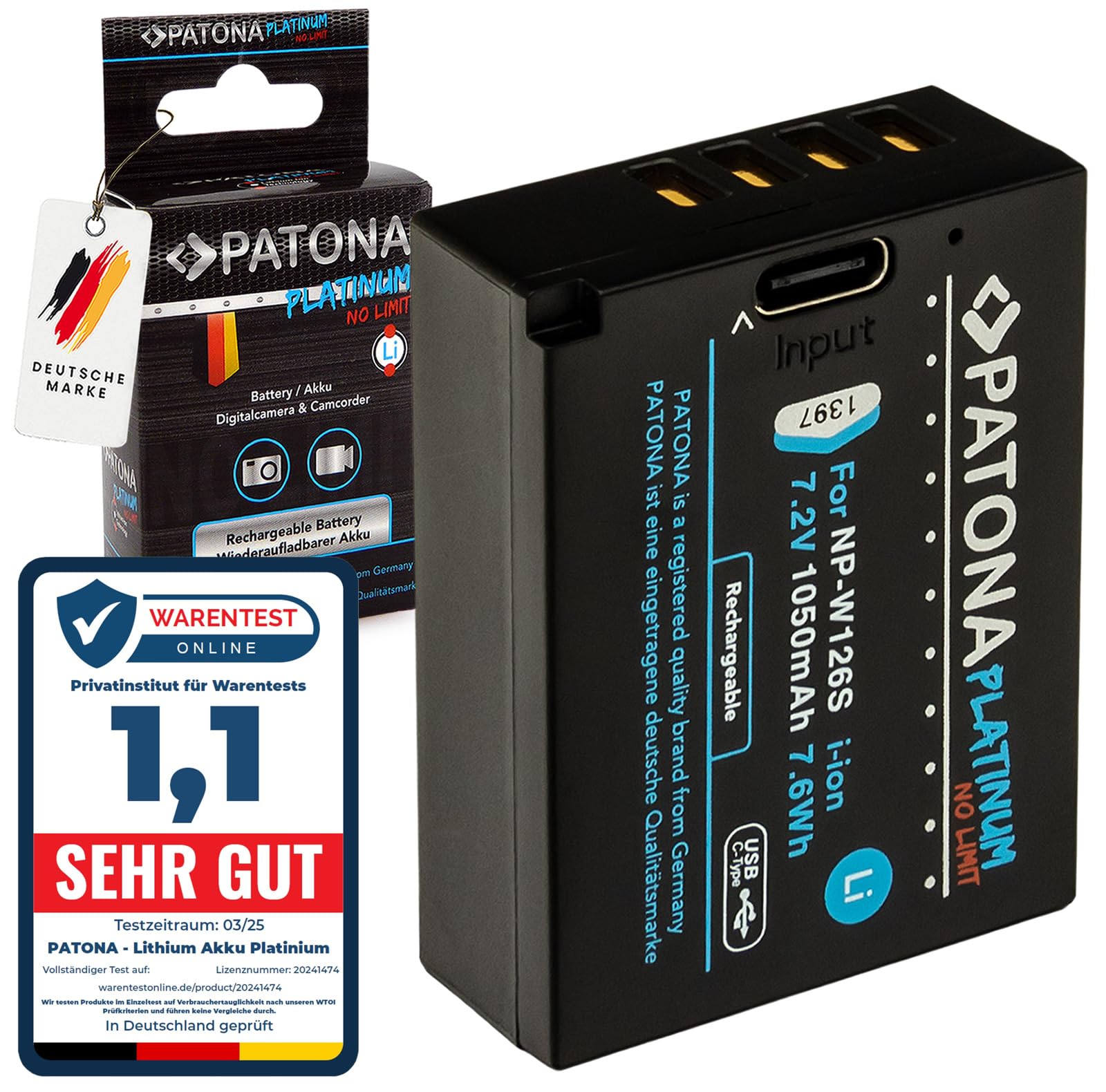 Batteria PATONA NP-W126 1020mAh - Compatibile Con Fotocamere Fujifilm X Series