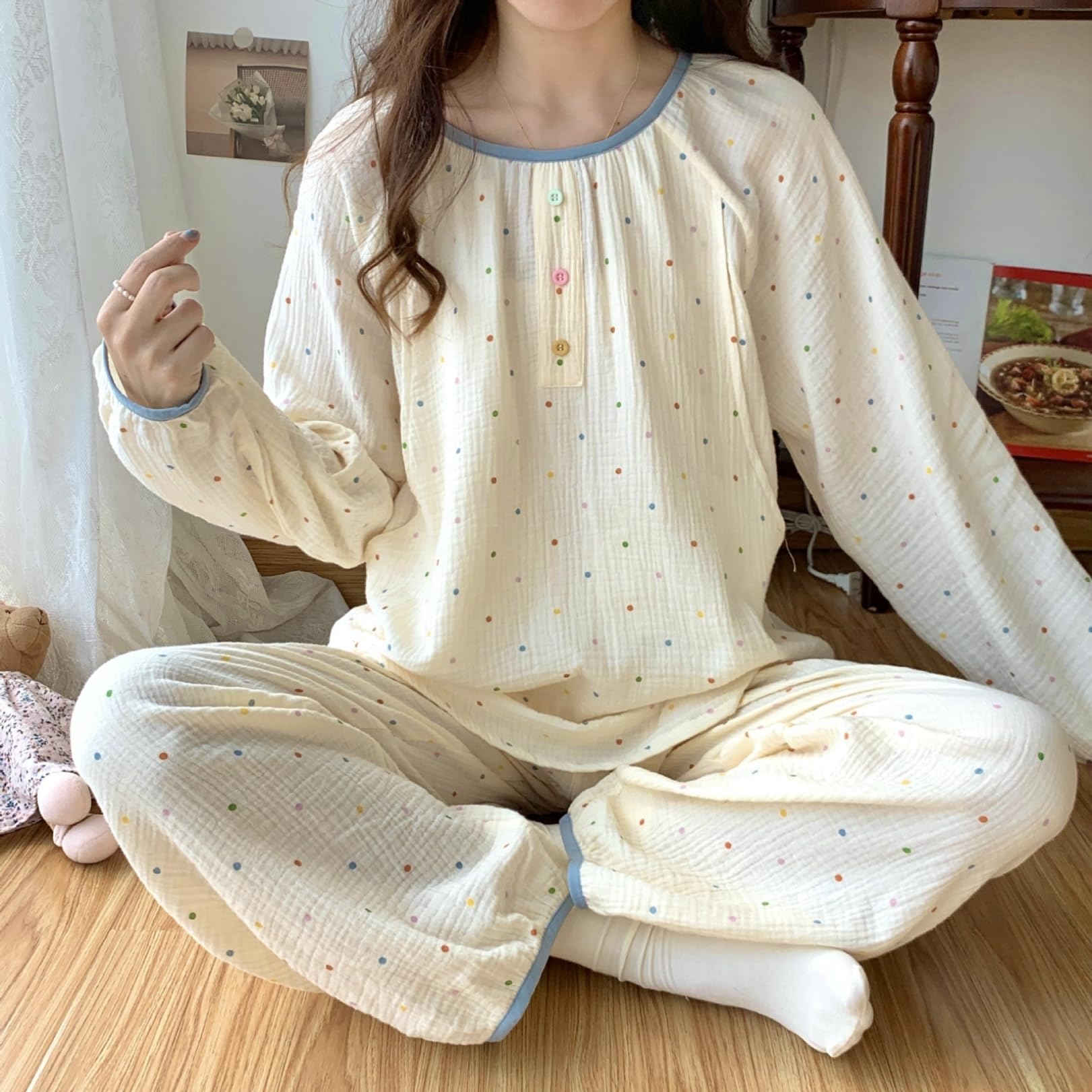 Amazon.co.jp: マタニティ パジャマ 授乳口付き 長袖 ガーゼ