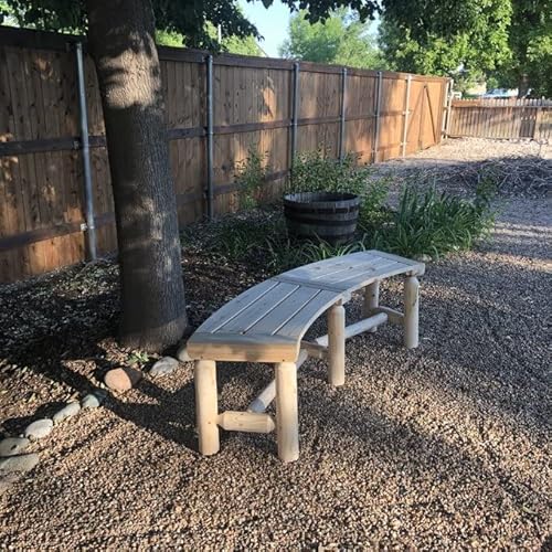 Kdgarden KD-WF-D Outdoor Wooden Curved Backless Porch Bench Rustic Style Cedar/Fir Wood Log Fire Pit Bench thumb #7