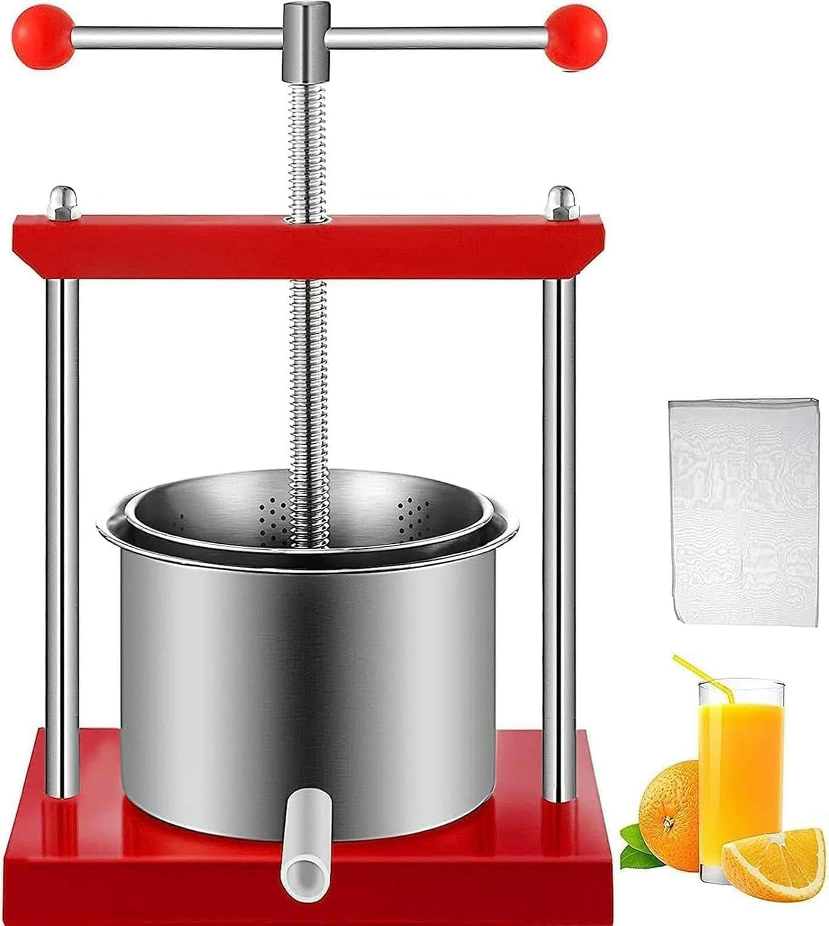 Wine Press, Grape Press with Double Stainless Steel Barrels for Juice, Herbal Juice, Wine, Olive Oil, Cheese Tincture Herbs~/