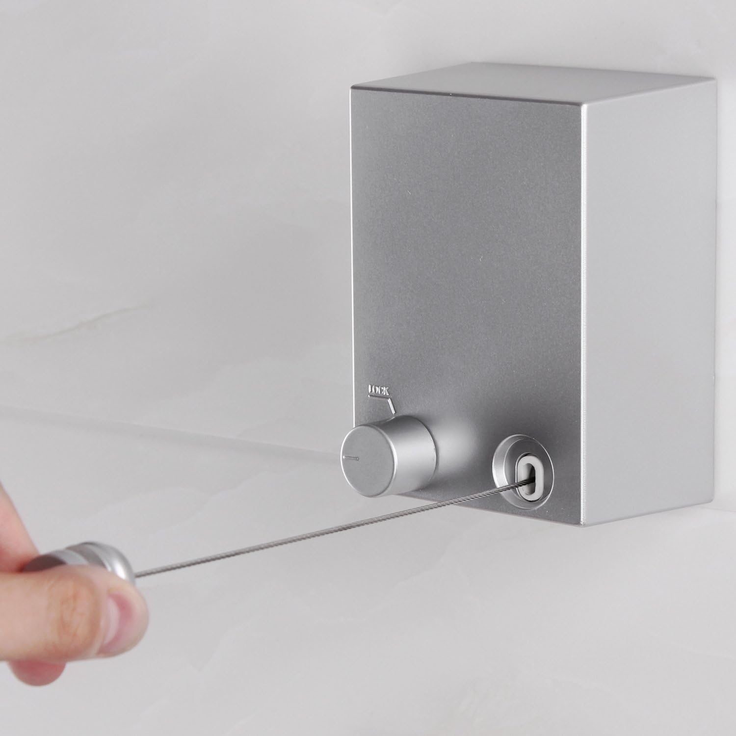 Wall Mounted hung Stainless Steel Retractable Laundry Line Invisible Clothesline Washing Line Balcony Drying Indoor Household Bathroom Shrink Wire Rope Clothes Line (Grey)