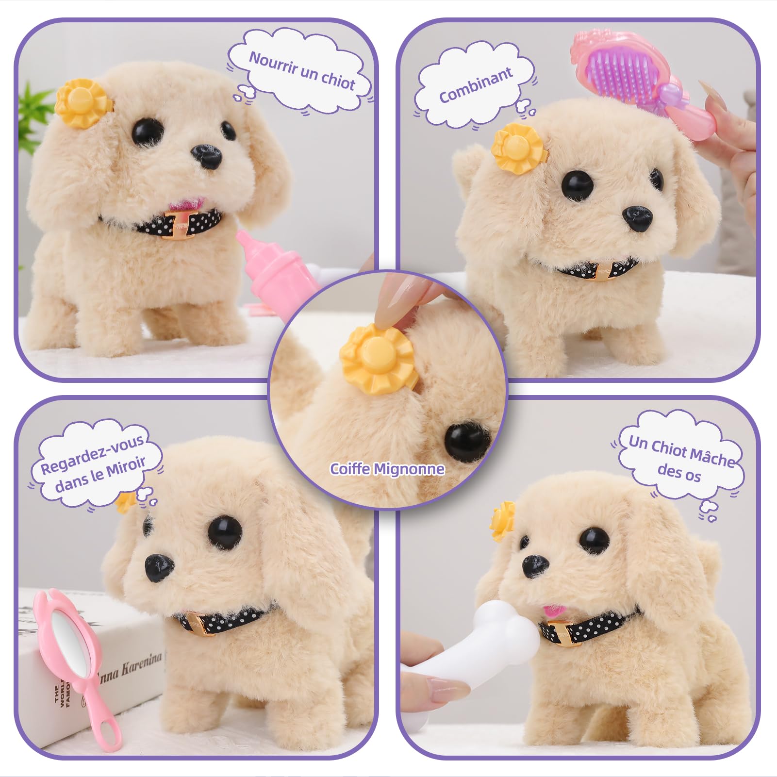 16PCS Jouets Chien Interactif pour Jeux Enfant 3 4 5 6 Ans,Jouet Enfant 3 4 5 6 Ans Chiot Robot,Chiens Robots avec Marche,Cadeaux d'anniversaire pour Filles et GarçOns de 3 4 6 5ans