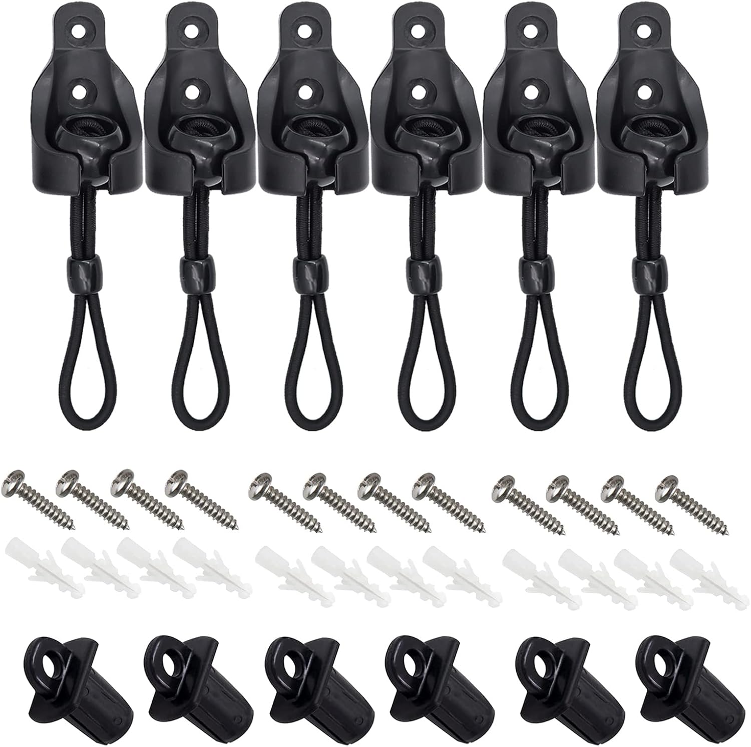 Sunshade Replacement Accessories, Bungee Jumping kit and Cover end 3 Sets, Suitable for Coolaroo External Roller Blinds and Cordless Roller Blinds (Black)