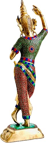 Miniatura 2 de QT Shopping Tara verde tibetana Lady Buddha relleno de piedra de latón de 20 pulgadas de estatua de pie curativa maya devi tibetana - Hecho a mano