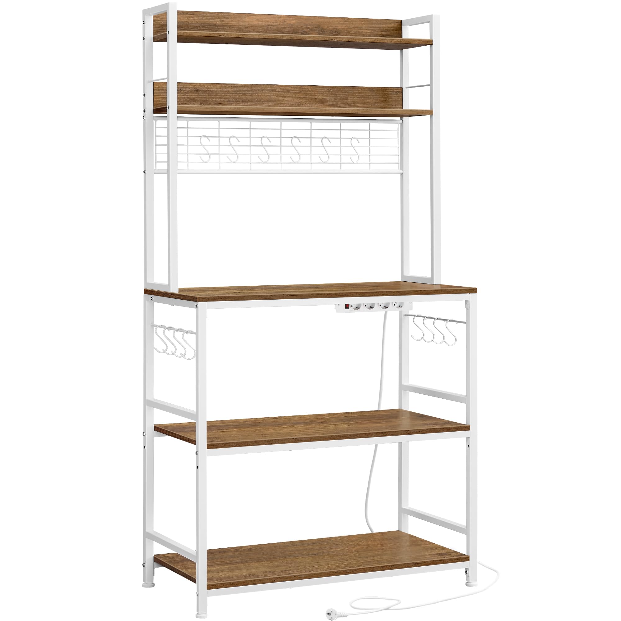 VASAGLE Scaffale Cucina con Multipresa, 14 Ganci, 80 x 40 x 170 cm