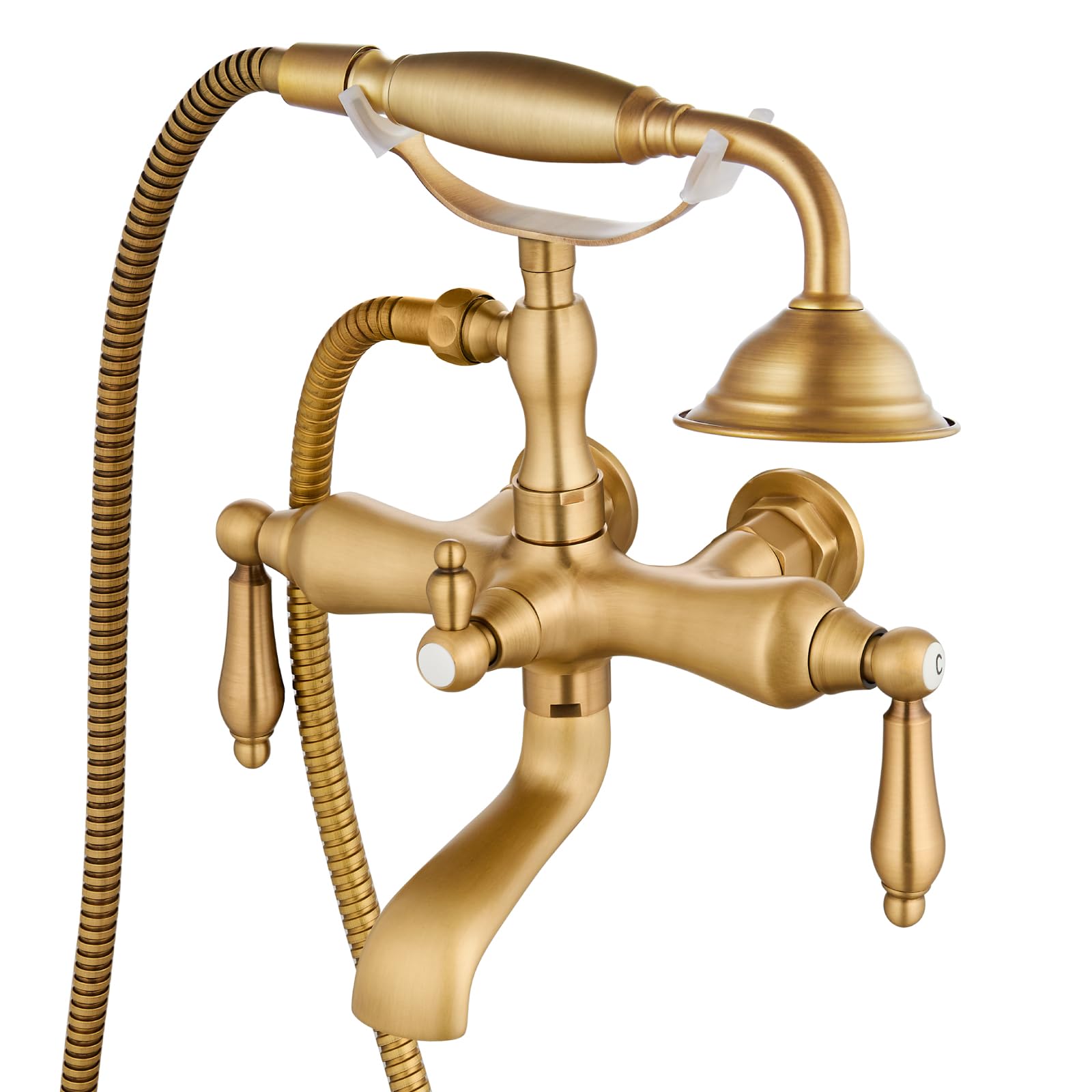 Kit de douche vintage avec douchette à 2 fonctions et double poignée
