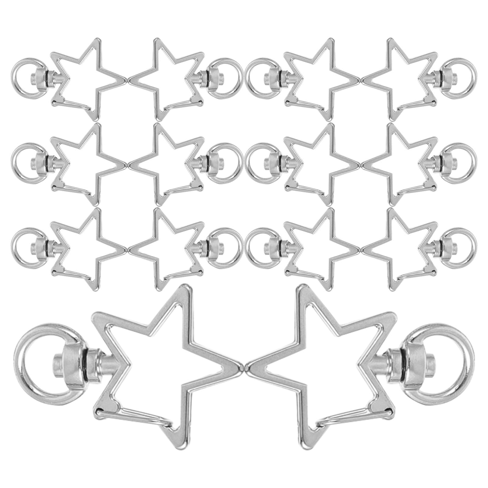 TEHAUX Mosquetones Con Forma De Estrella Plateados Para Llaveros, 40 Piezas De Cierre De Langosta Metálico Giratorio 360° Para Manualidades y Bisutería, Accesorios Creativos Para Mochilas y Bolsos