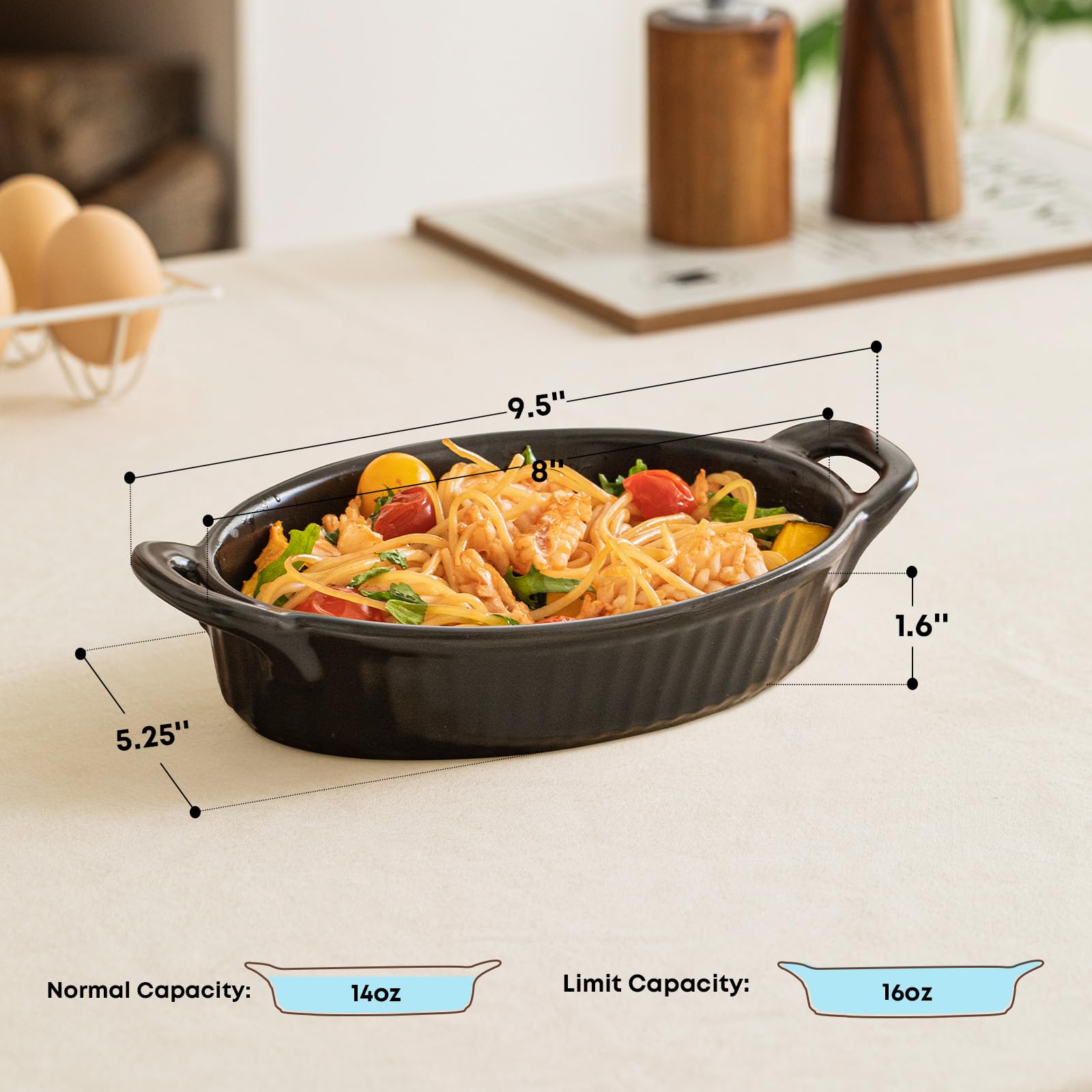 Frewinky Pirofile da forno per forno e forno a microonde, nero
