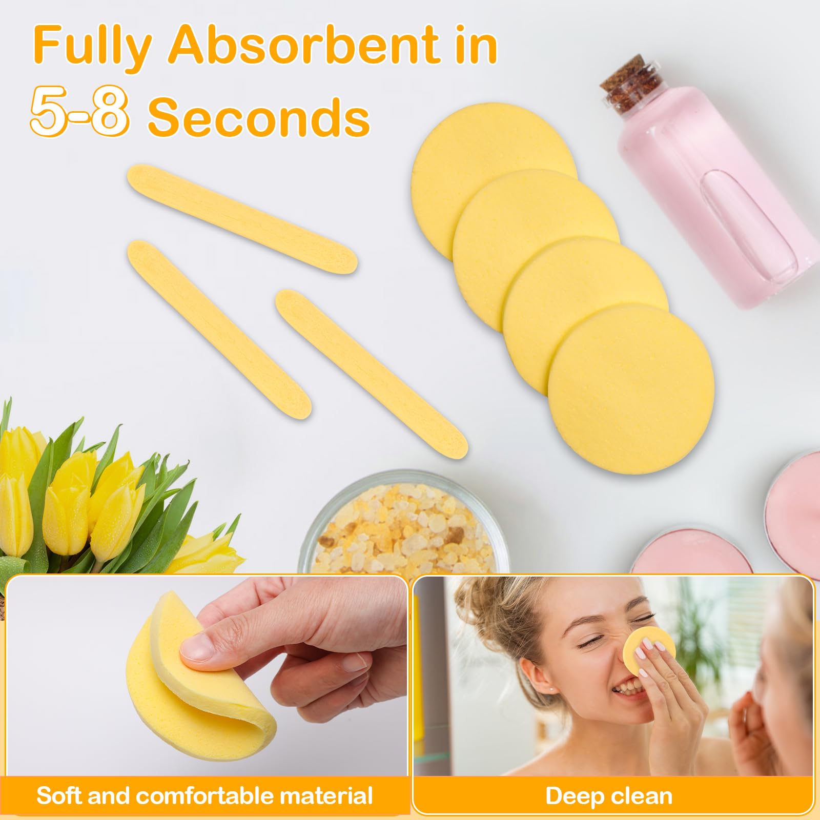 Luxiv - Esponjas faciales comprimidas, 240 + 1 unidad, esponja de cara redonda, esponjas profesionales comprimidas para eliminación de maquillaje para esteticistas, esponja facial, compresa,