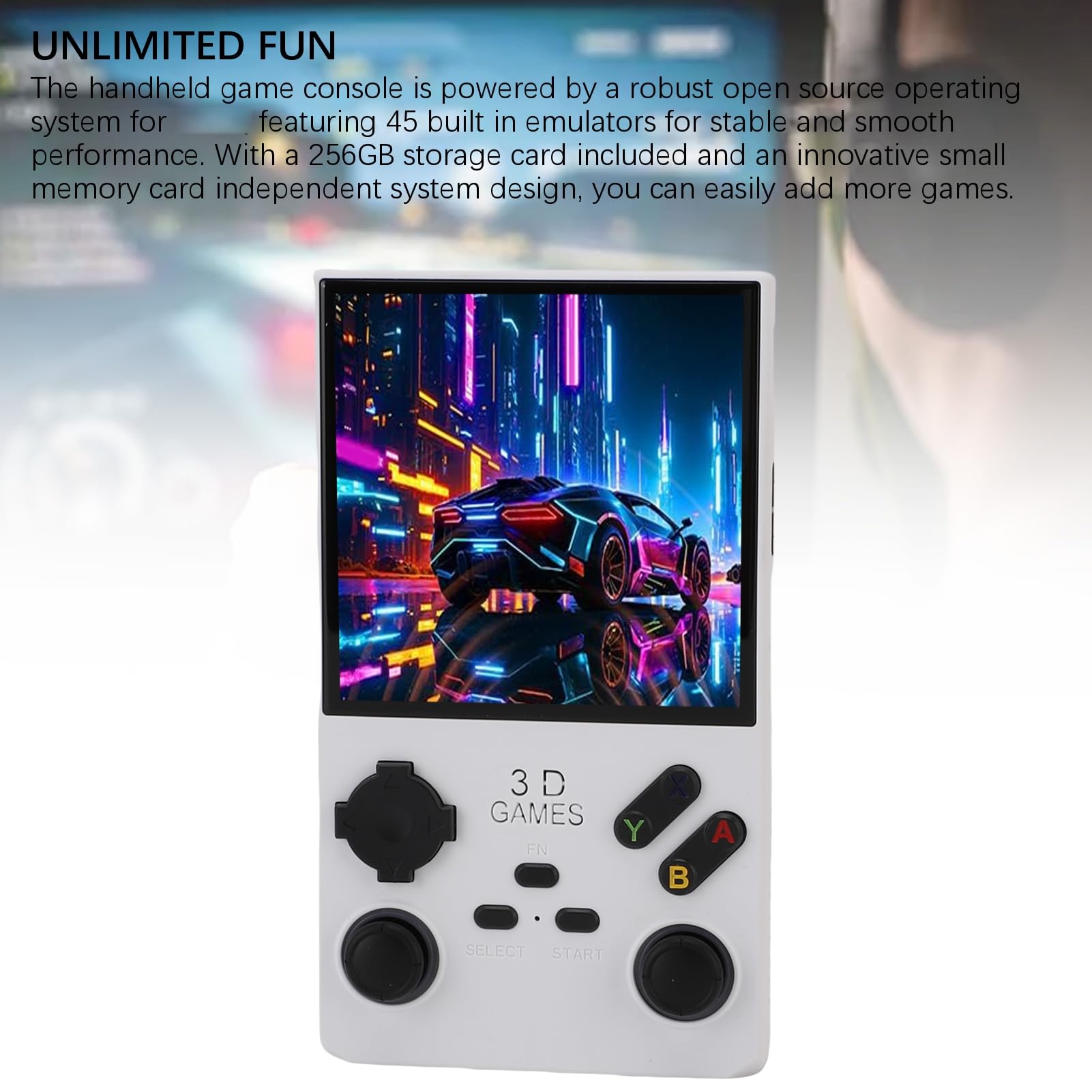 Consola de Juegos Retro Portátil, Consola de Videojuegos Portátil, Tarjeta de Almacenamiento de 4,0 Pulgadas y 256GB para (WHITE)