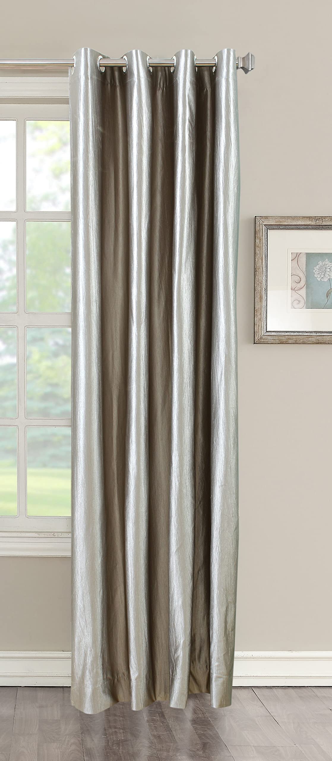 Grey Polyester Door Curtain 8 Feet | Darkening Faux Texture Plain Drape with Eyelets | Pack of 1 Panel for Living Room, Bedroom & Office