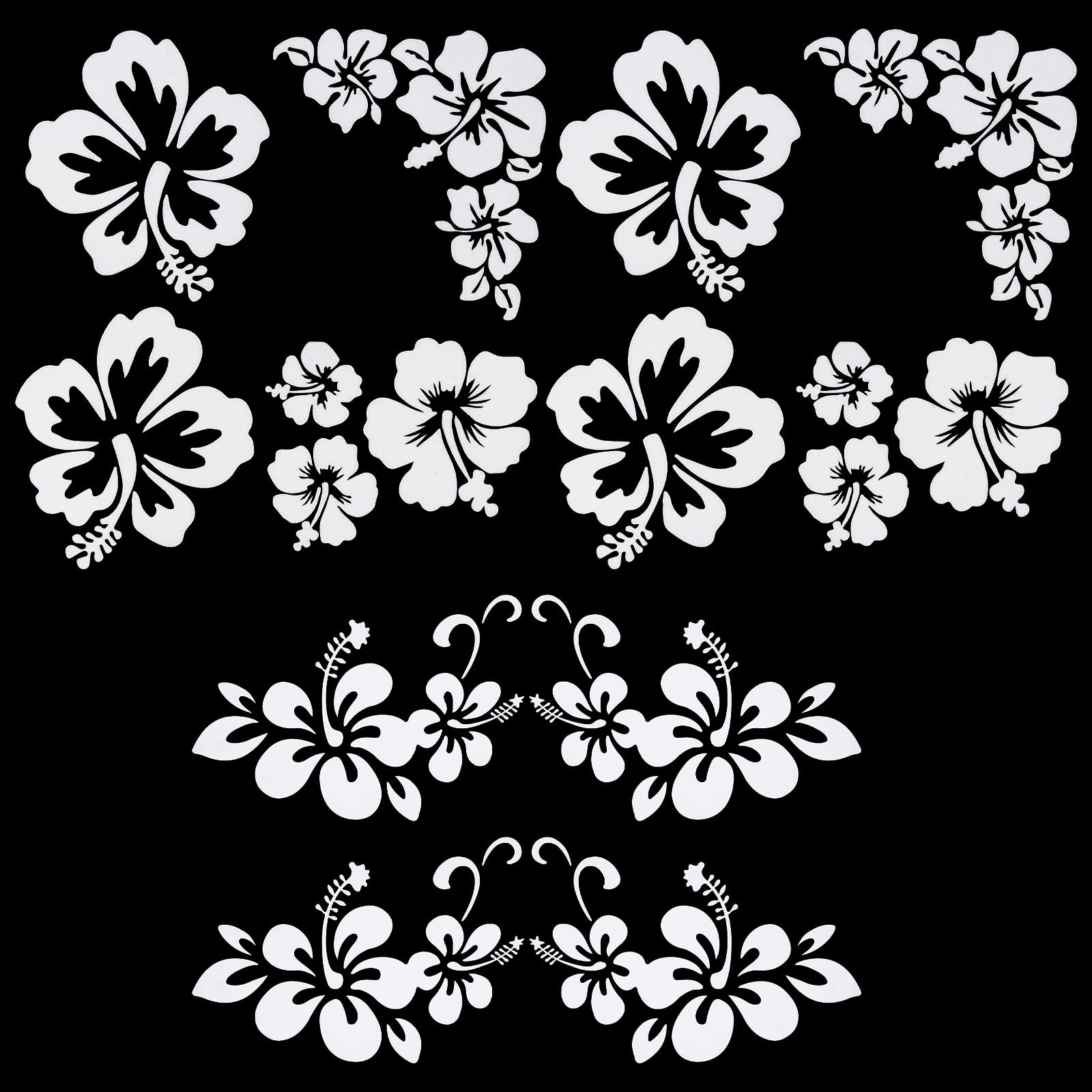 GORGECRAFT 4 hoja de Pegatinas para Coche con Flores de Hibisco Tamaño Grande 6 unidades de Flores Hawaianas Protección Solar Autoadhesivas Accesorios para Coche Decoración Exterior Automotriz(Blanco) — view 28