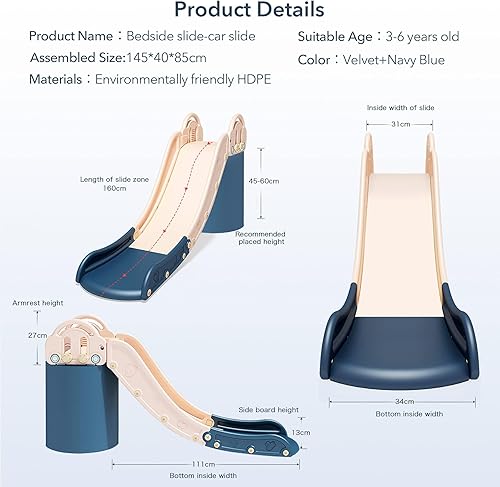 Miniatura 5 de Sofá para niños, tobogán de escalada para cama, juguetes para niños que juegan en casa, fácil de montar (rosa)