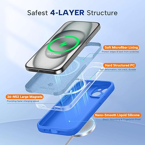 Miniatura 1589 de Miracase Funda diseñada para iPhone 13 Pro Max con protector de pantalla, [forro de microfibra suave antiarañazos], funda protectora de silicona