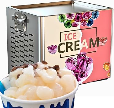 Ice Cream Roller Machine, Instant DIY 30s Fast Cooling 330W Desktop Stainless Steel Maker for Milk Tea Shops, Food Trucks, Restaurants, Home