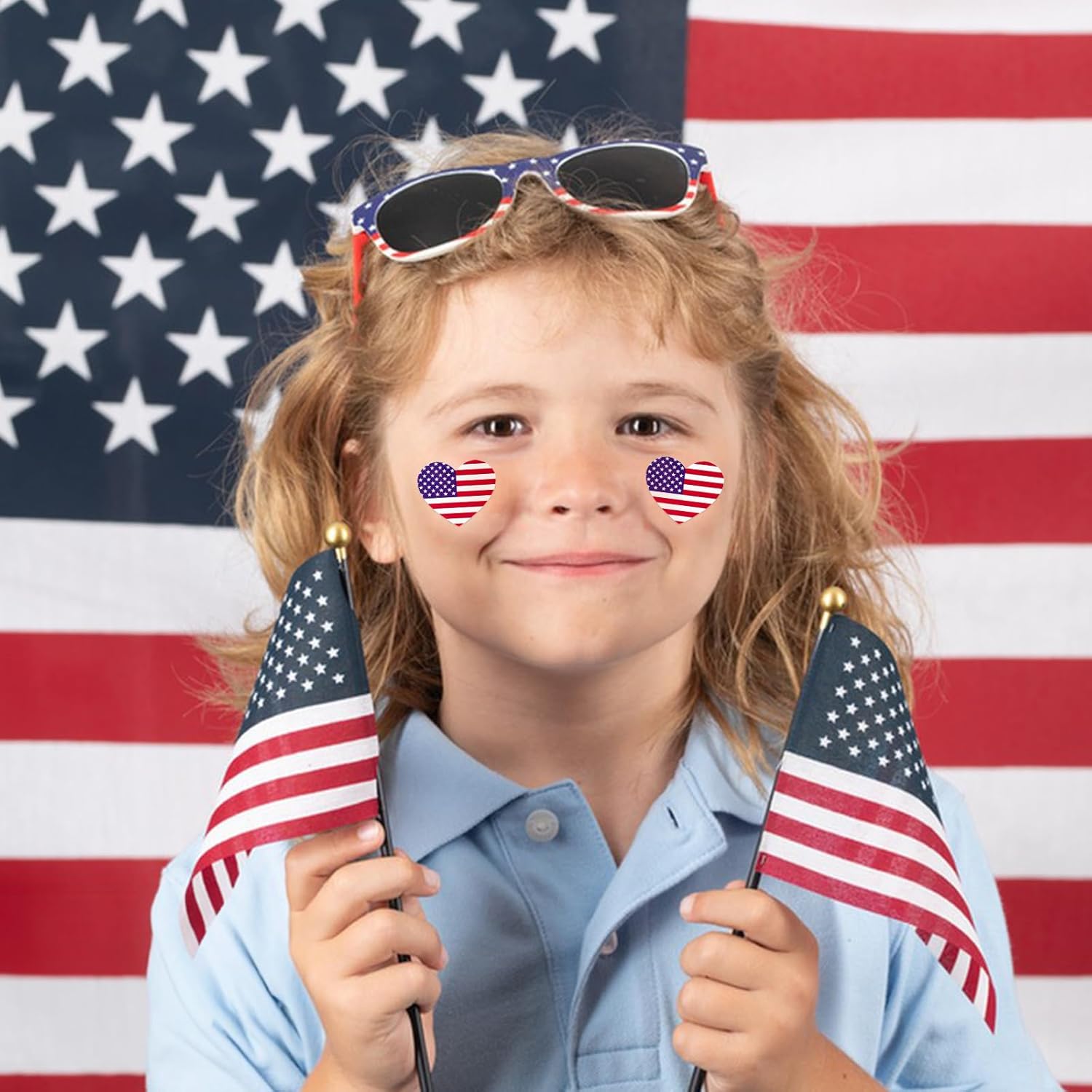 Anwyll American Flag Heart Stickers - 500Pcs 1.5Inch USA Patriotic Seals Labels Stickers Self Adhesive 4th of July Sticker Memorial Day Sticker for Independence Day Kids Reward Envelope Seal Card - Image 4