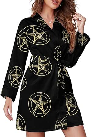 Gold Baphomet Inverted Pentacle Pewter Satanic Goat Soft Women's Robes ...