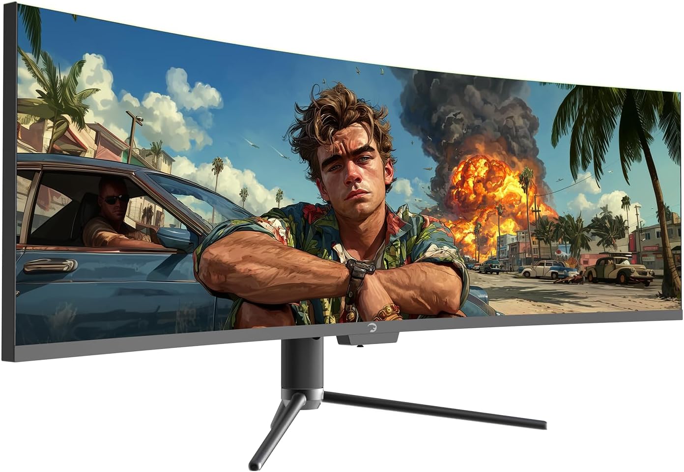 GAMEPOWER DQ49 inch Curved Ultrawide Gaming Monitor, 1Ms, 120Hz Refresh Rate, 32:9, DQHD, 5K 5120x1440p, R1800, 99% sRGB, HDR400, DisplayPort, HDMI, FreeSync, Gsync, Height - Tilt Adjustable