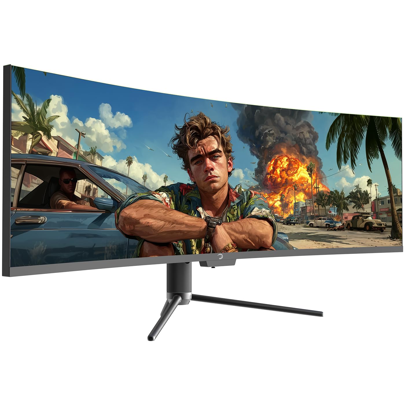 GAMEPOWER DQ49 49 Zoll Ultrawide Curved Gaming Monitor, 120Hz, 1ms, DQHD 5120x1440, 32:9 VA Panel, HDR400, Adaptive Sync, Höhenverstellbar, Integrierte Lautsprecher, HDMI & DP PC Bildschirm