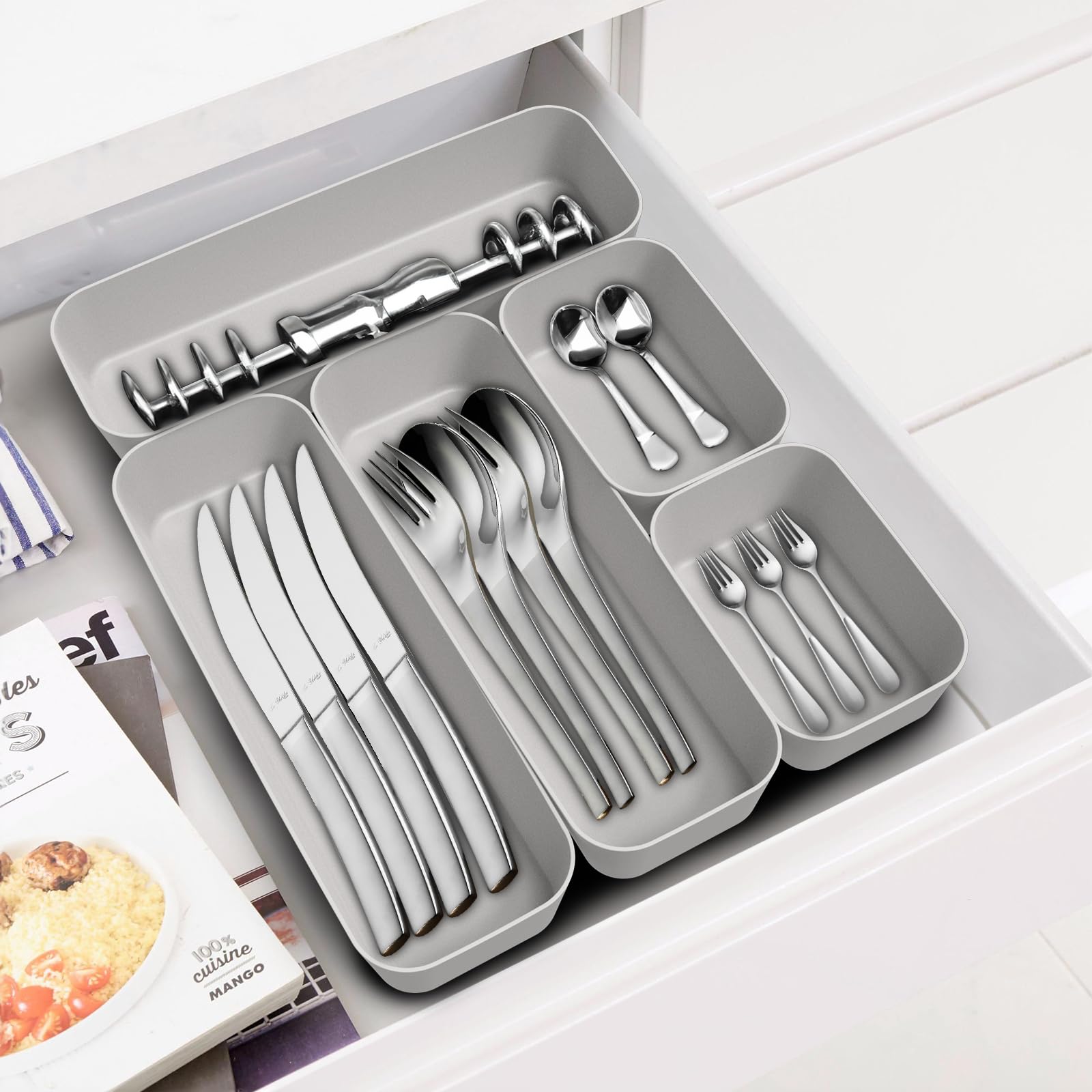 Cajones organizadores caja organizadora cajones sistema de organización 16 unidades cocina baño cosméticos almacenamiento especias organización Drawer plástico oficina escritorio separador con