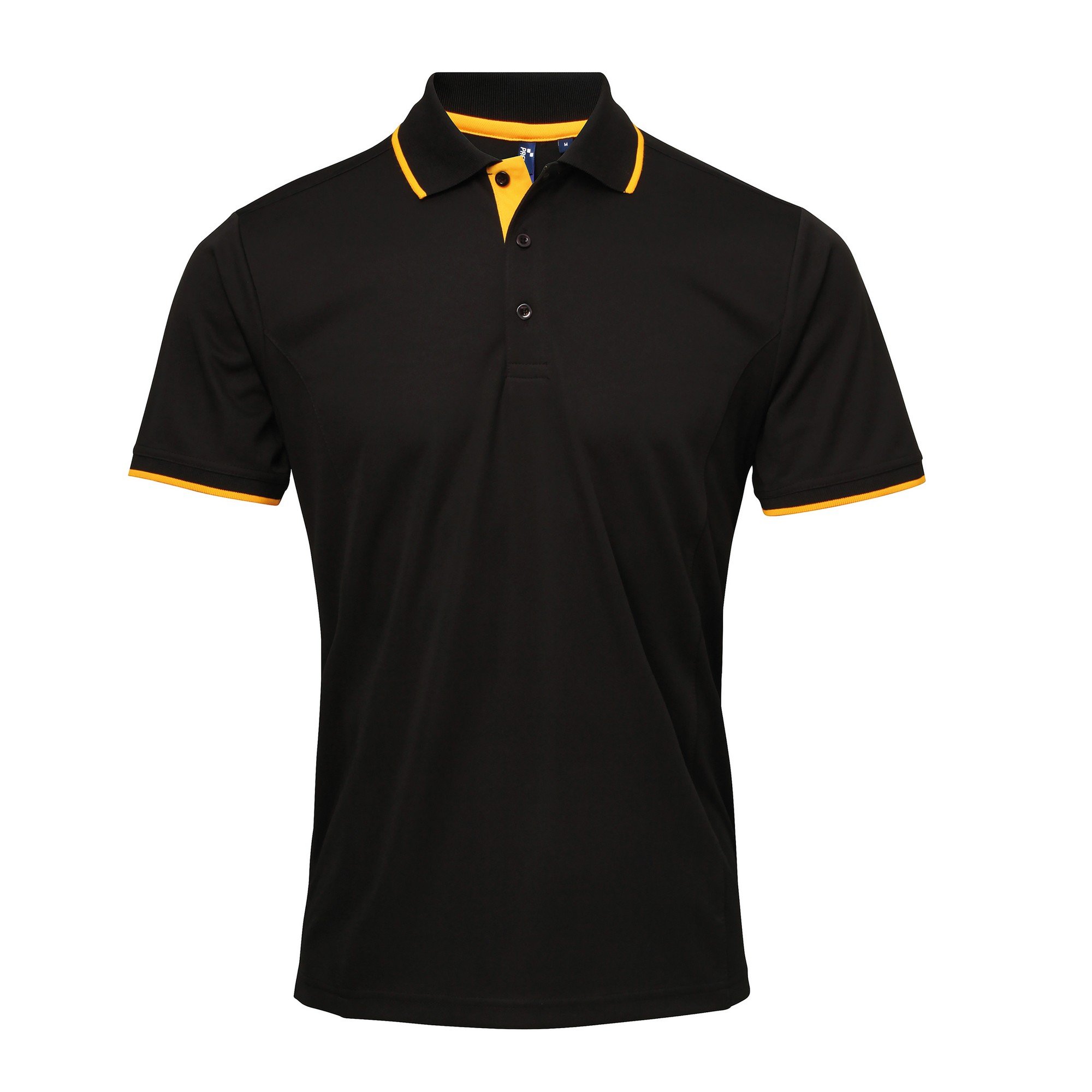 Premier Men's Black/Sunflower Contrast Coolchecker Polo Shirt (Xl) ()