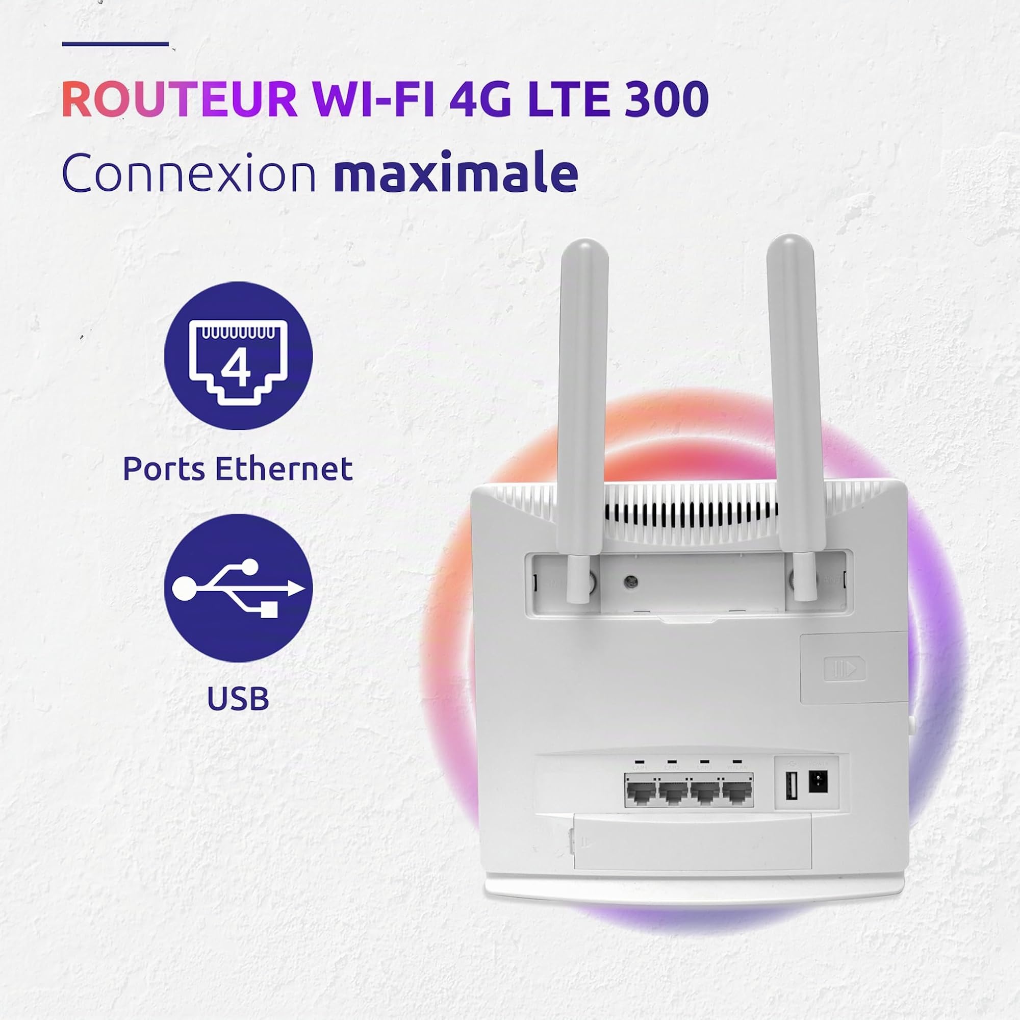 STRONG Routeur 4G LTE Cat 4 150 Mbps|WiFi 300 Mbps|Modem|Hotspot|4 Ports Ethernet|Compatible Tout opérateur et Carte SIM|2 antennes SMA détachables|Garantie 4 Ans