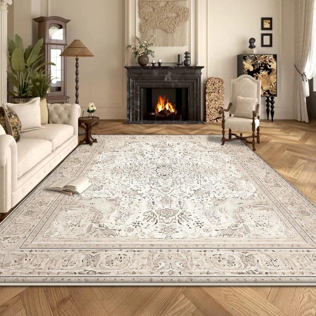 Tapis de salon facile à nettoyer grand format rétro 200x200 pour chambre