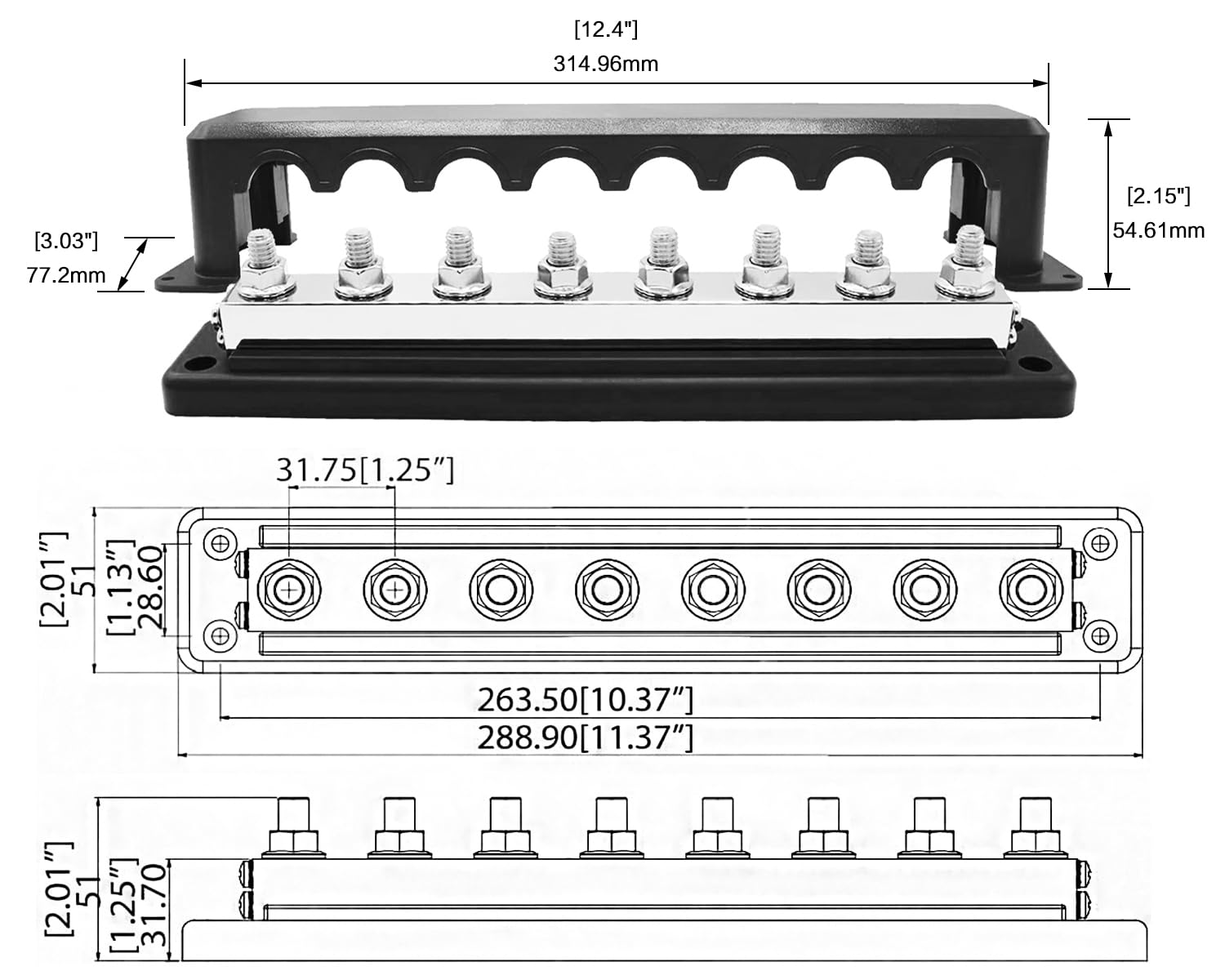Snapklik.com : Jamgoer 600A Bus Bar Heavy Duty Power Distribution Block ...