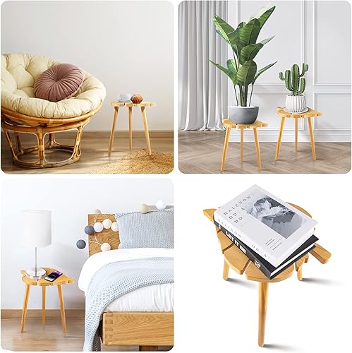 Miniatura 5 de Taburete para plantas para uso en interiores, soporte para macetas Monstera de madera de pino, mesa decorativa de flores de esquina para sala de
