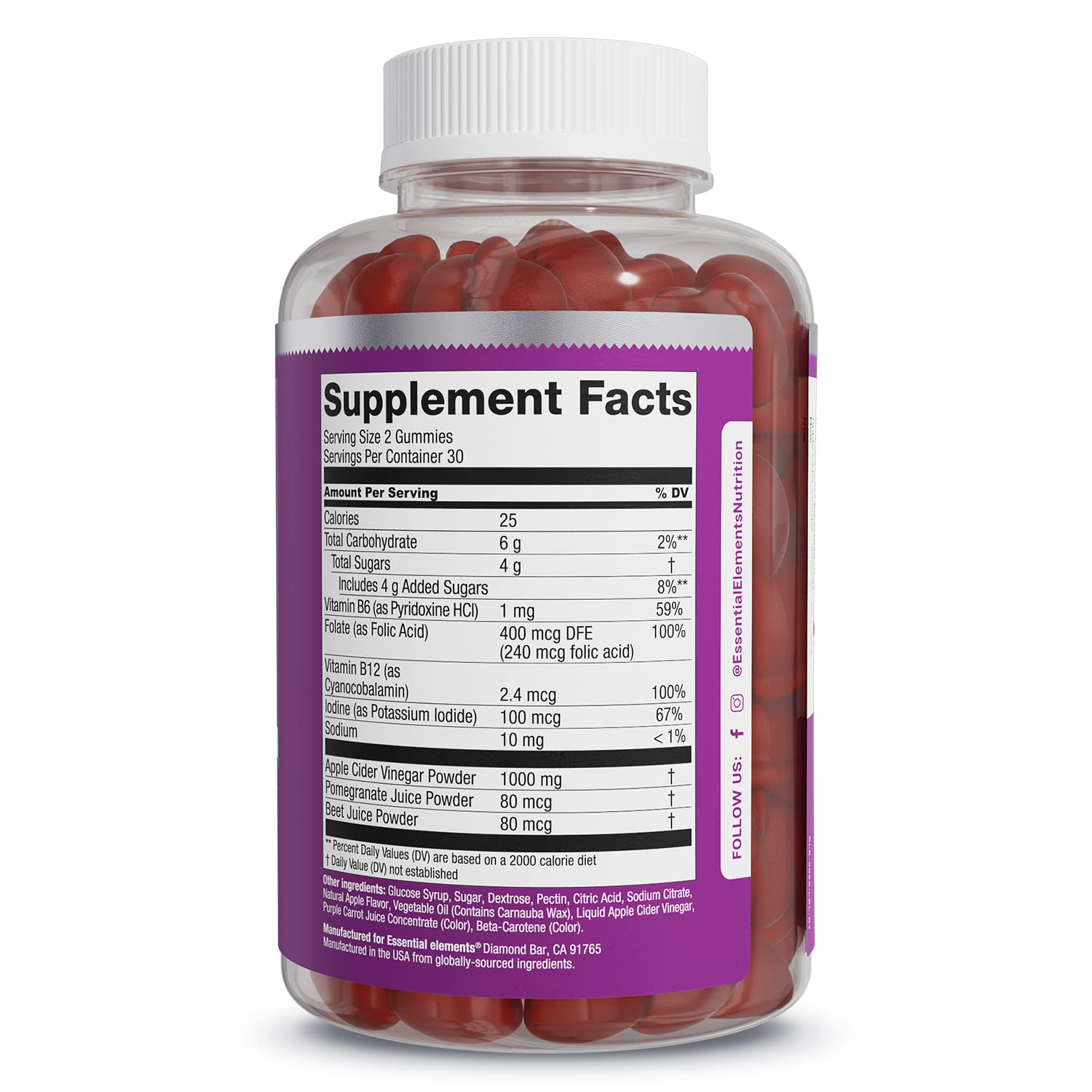 Essential Elements Apple Cider Vinegar Gummies from The Mother - 60 Count (3 Pack) — Amazon image 5