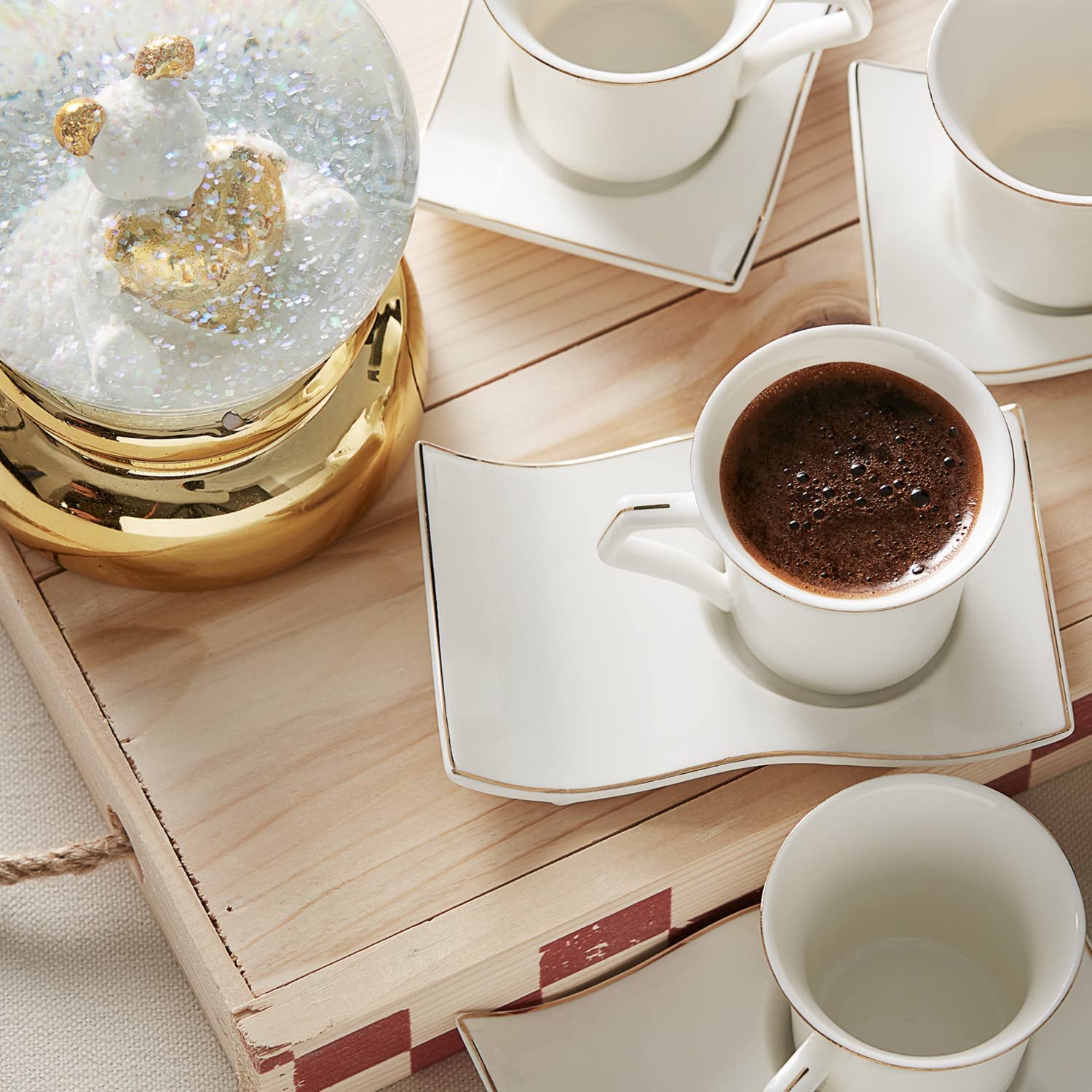 Weißes Porzellan Espressotassen-Set – 8-teilig Mit Goldrand, 94 Ml, Perfekt Für Kaffee-Genuss
