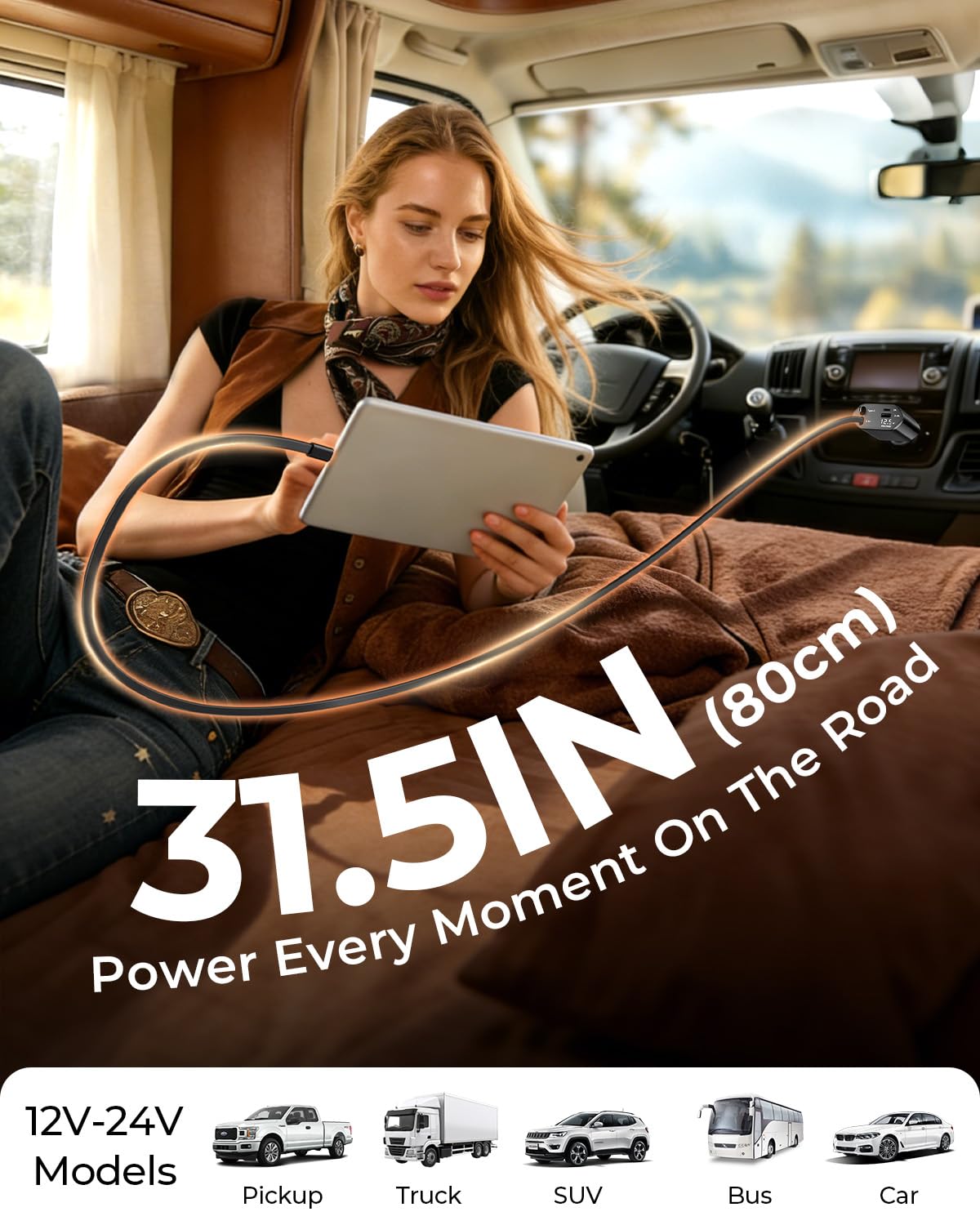 2026 MimAuto 4 in 1 Retractable Car Charger, Car Charger USB C Fast Charger, Car Phone Charger for iPhone 17/16/15/14/13, Samsungs, Tablets, Dash cams. Black Car Accessories for Men Women - 4