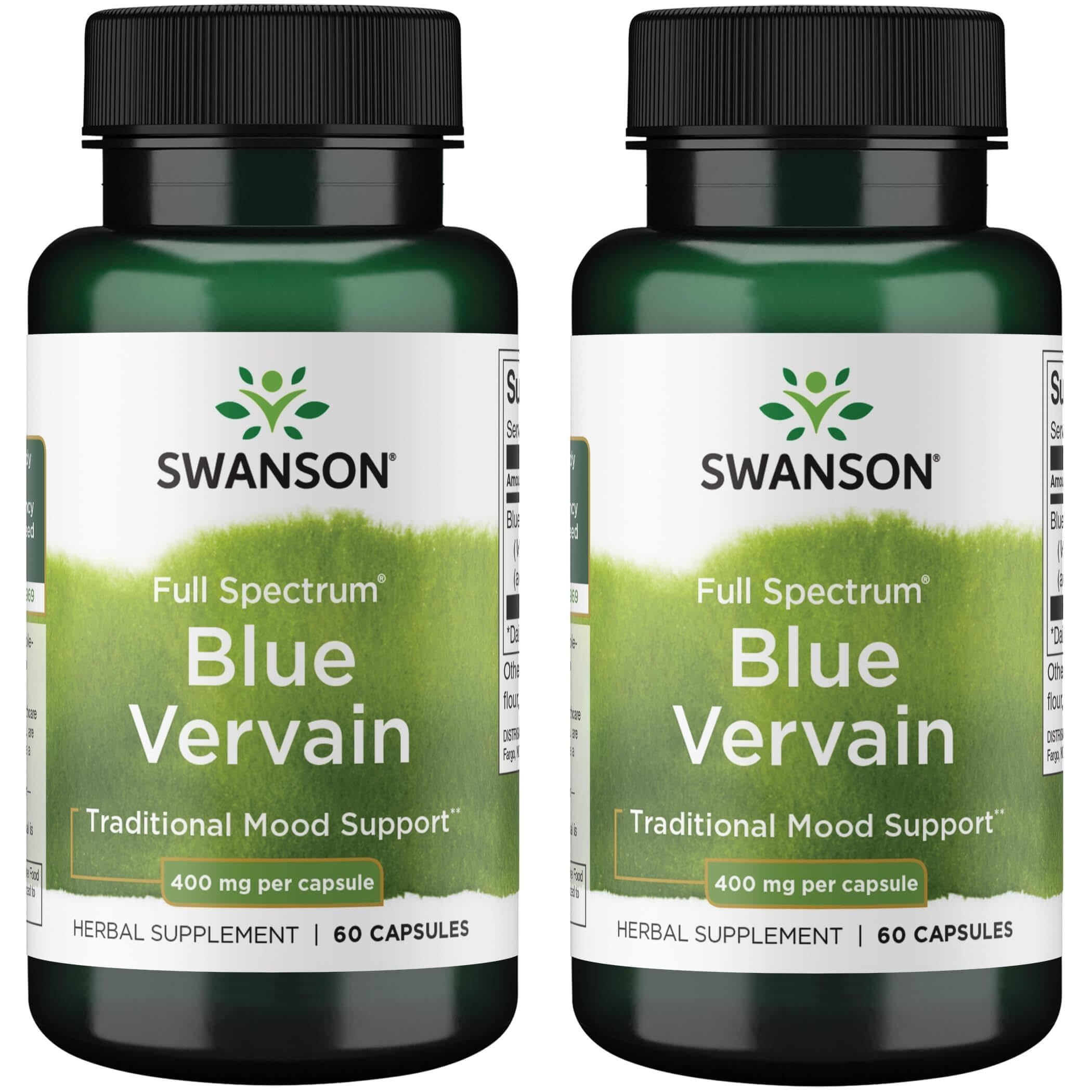 Swanson Full Spectrum Blue Vervain 400 mg, 60 Capsules, 2 Pack 30 Count (Pack of 2)