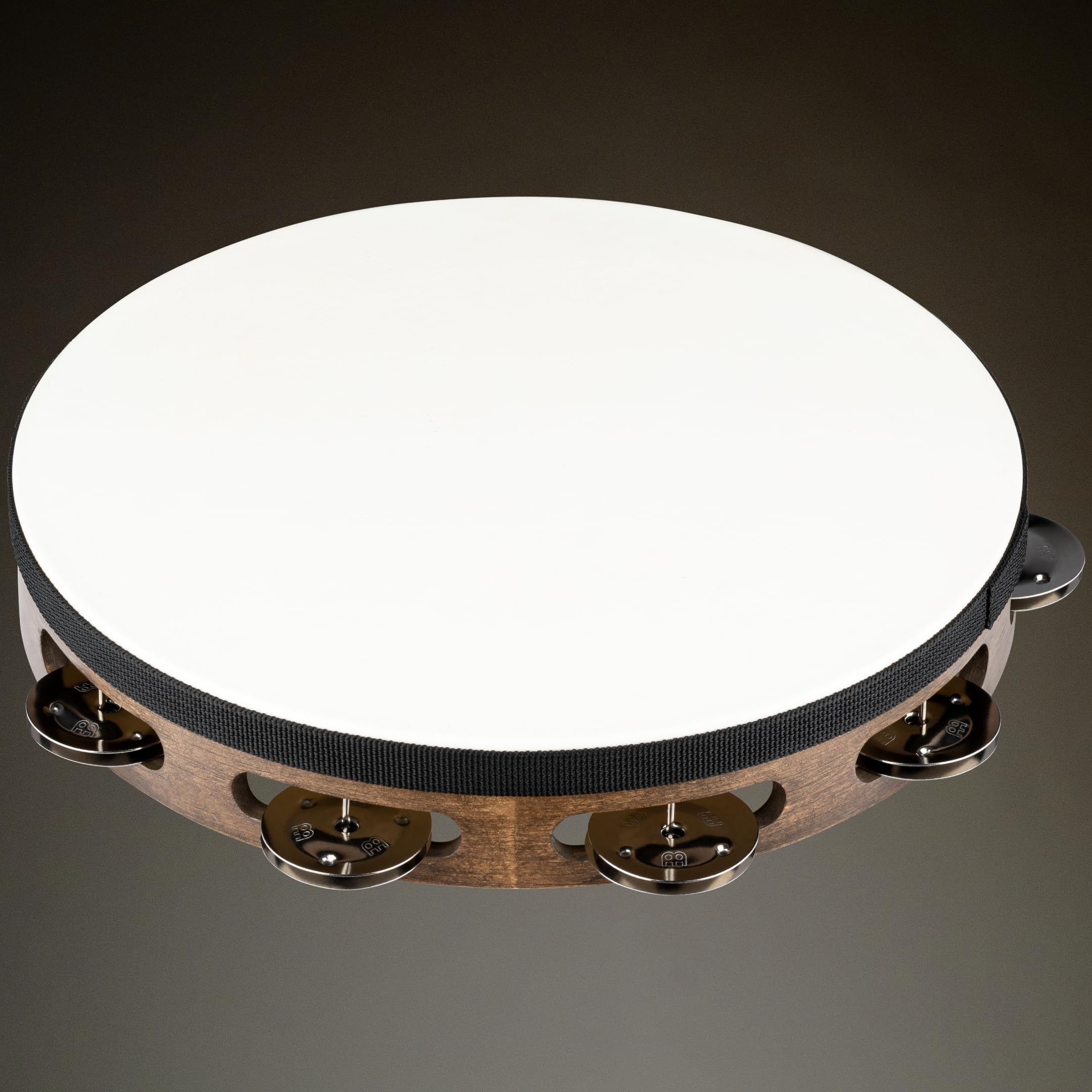 Meinl Percussion Traditional Goatskin Wood Tambourine, Braun (TAH1WB) | Tamburin mit 1 Reihe Jingles, Durchmesser 10 Zoll, mit Ziegenfell, Holz und Stahl