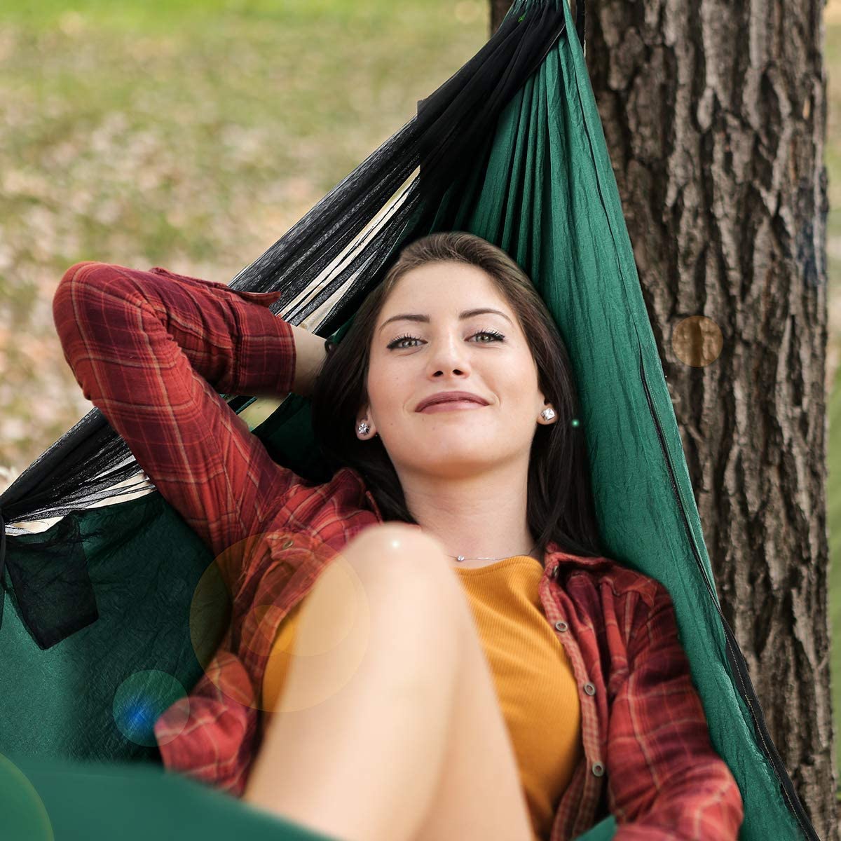 COVACURE Hängematte Outdoor Hängematte mit Moskitonetz - 350kg Belastbarkeit für 2 Personen 290 x 140 cm Ultraleicht Hammock Reise Gadgets für Camping Garten Survival Wander (Grün)