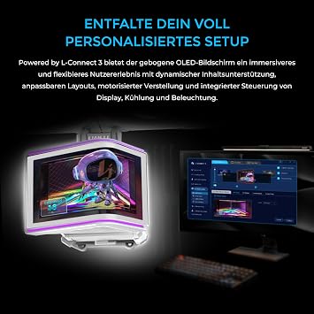 Lian Li HydroShift II OLED Kavisli 360 UNI Vantilatör P28 AiO Sıvı Soğutucu, 360 mm, OLED Ekran, P28 Fan - Siyah