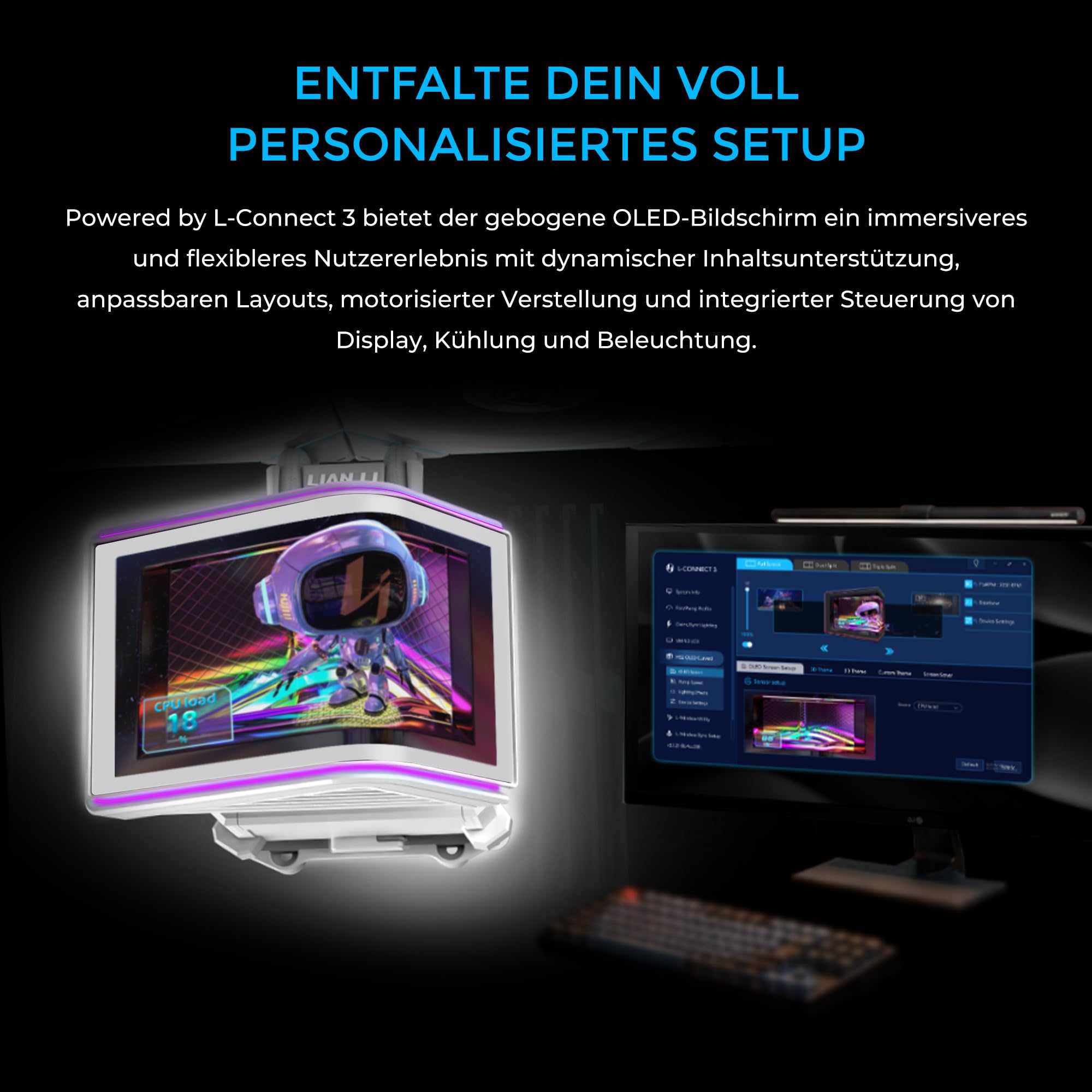 Lian Li HydroShift II OLED Curved 360 Fanless AiO-Wasserk?hlung, 360 mm, OLED-Display - schwarz (G89.GHS2OLDC36NB.00)