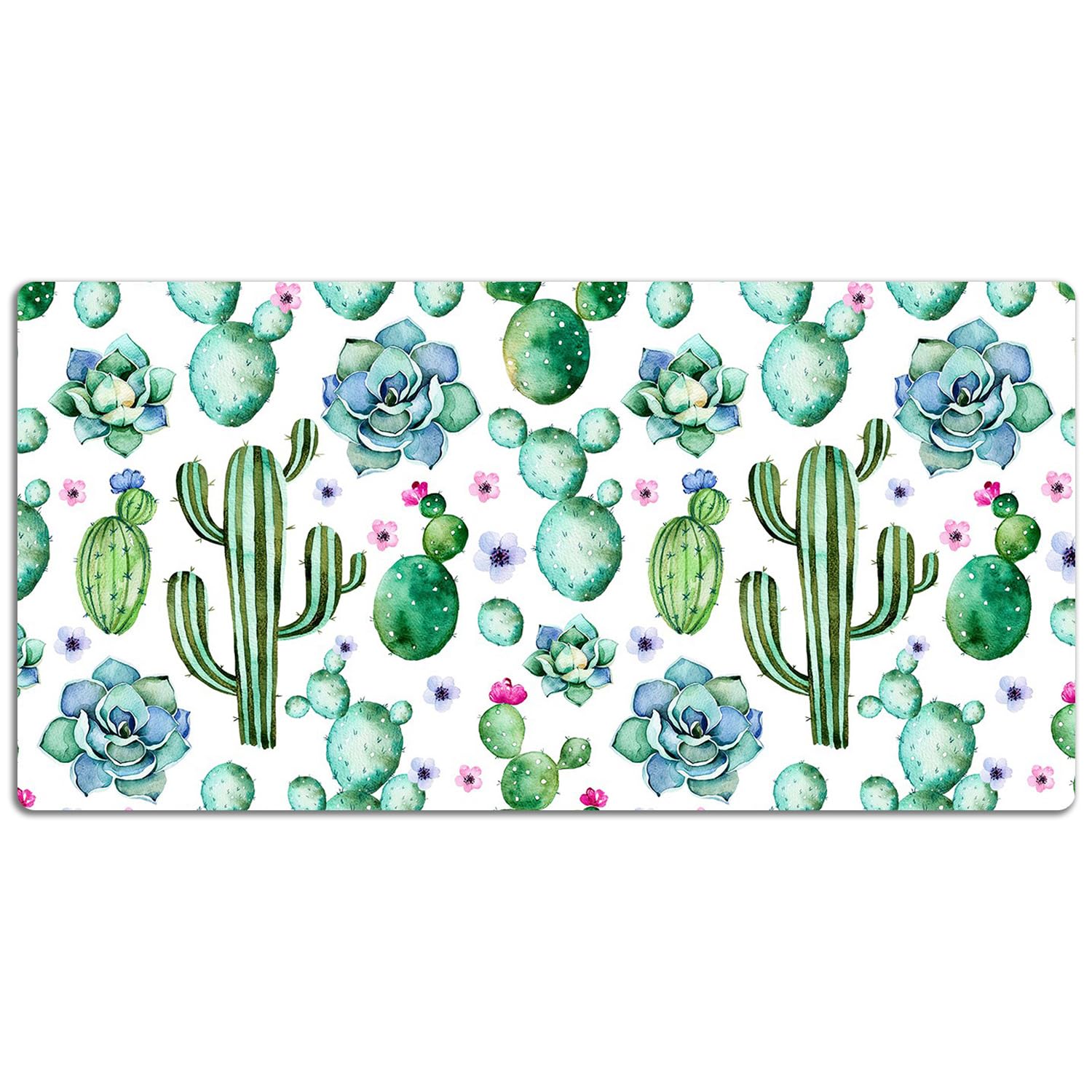 Sottomano da Scrivania 120x60 cm per Ufficio e Casa Impermeabile Protezione e Decorazione Superficie Protettiva Antiscivolo Facile da Pulire in Vinile PVC - Cactus